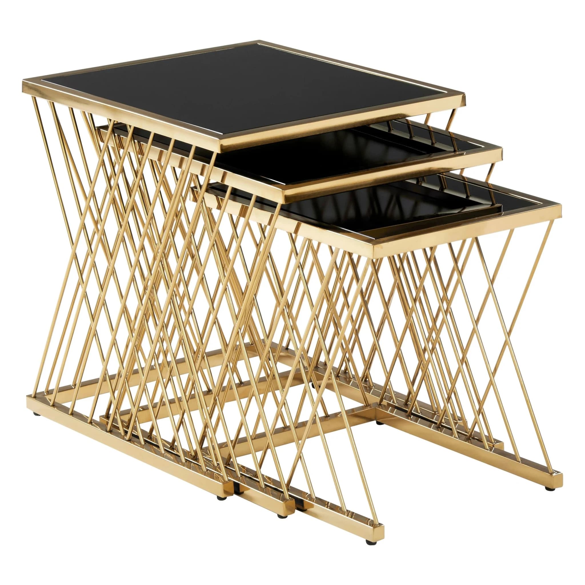 Arezzo Gold and Black Set Of 3 Nesting Tables - Tables, photo 4 of 7