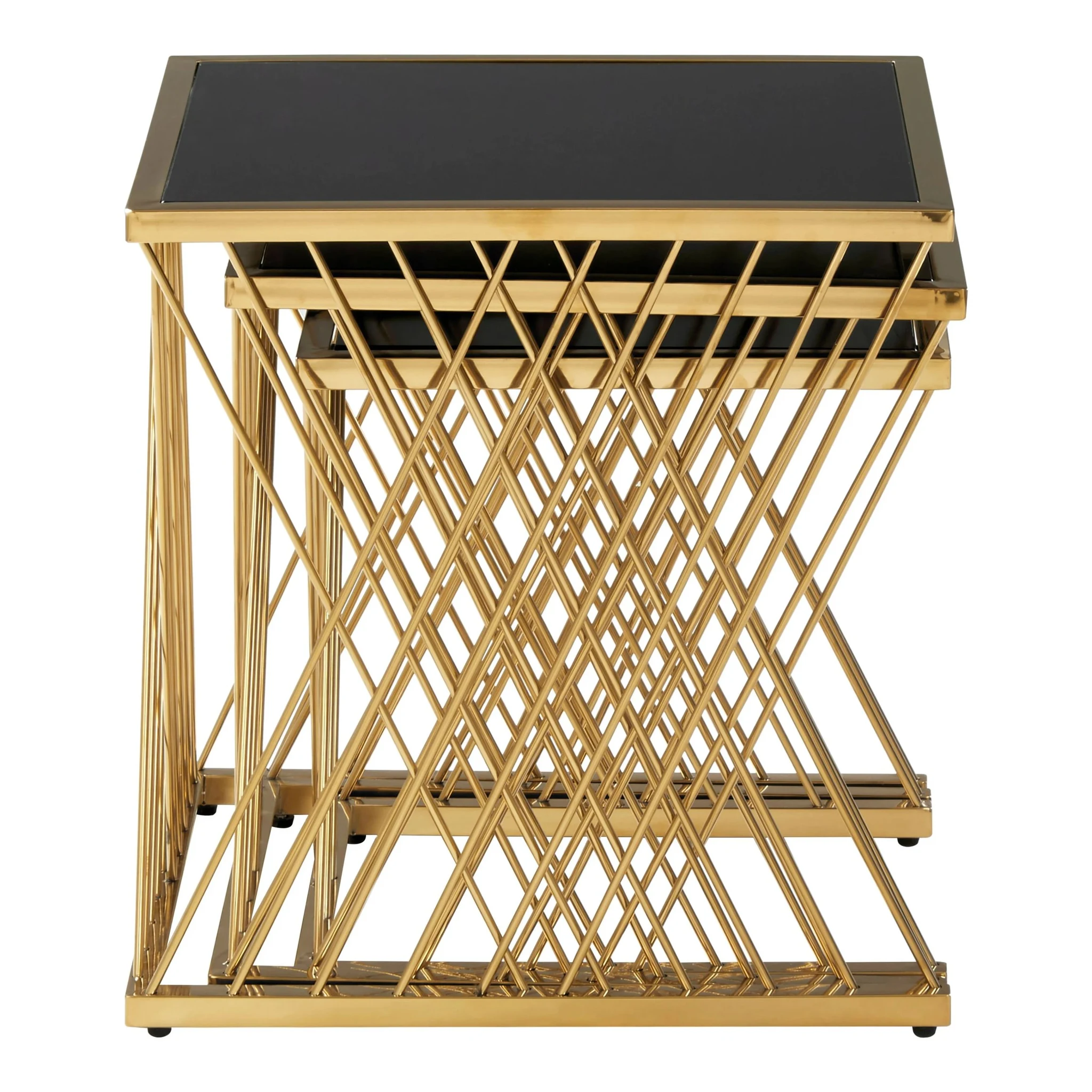 Arezzo Gold and Black Set Of 3 Nesting Tables - Tables, photo 3 of 7