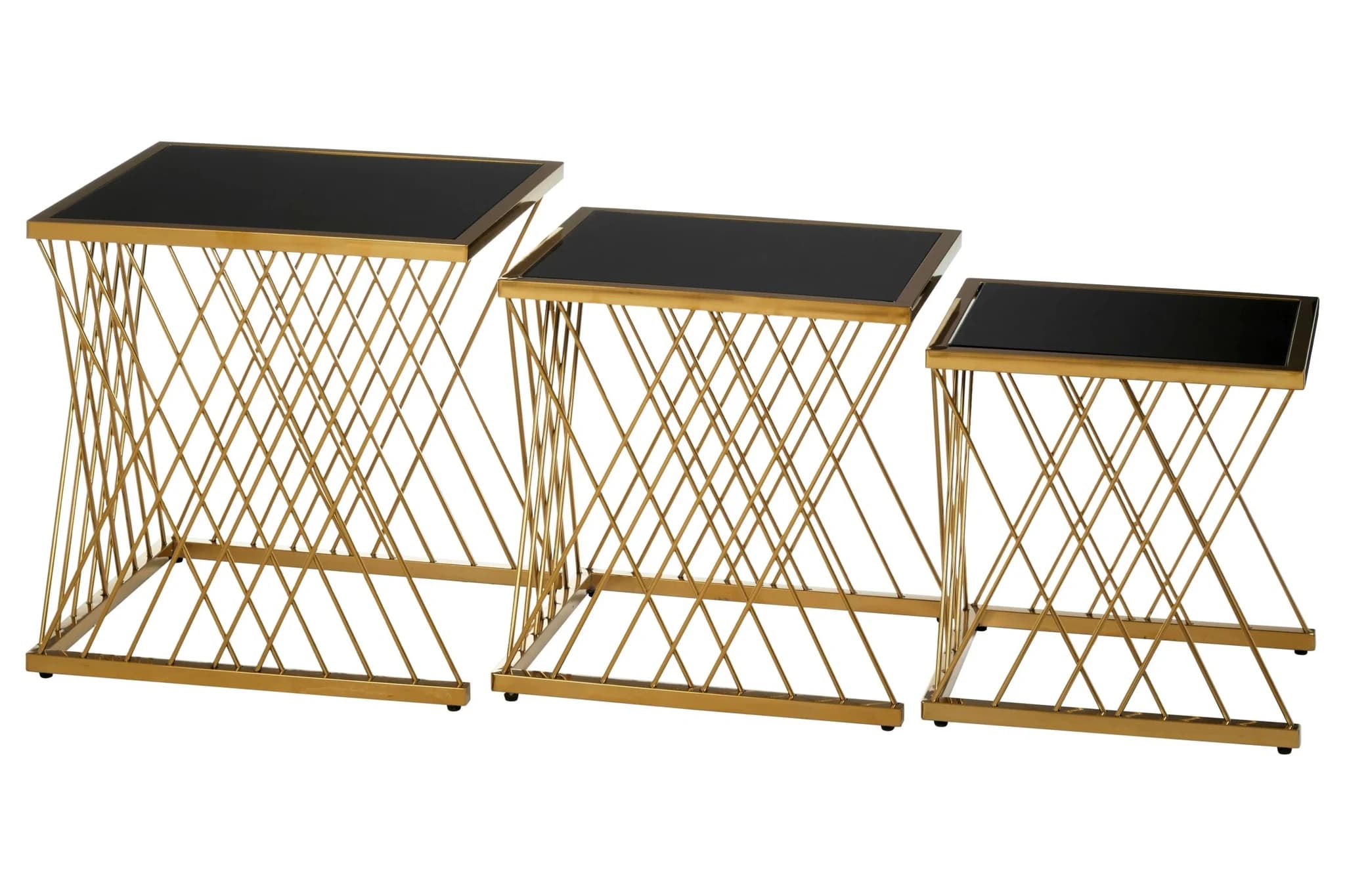 Arezzo Gold and Black Set Of 3 Nesting Tables - Tables, photo 2 of 7
