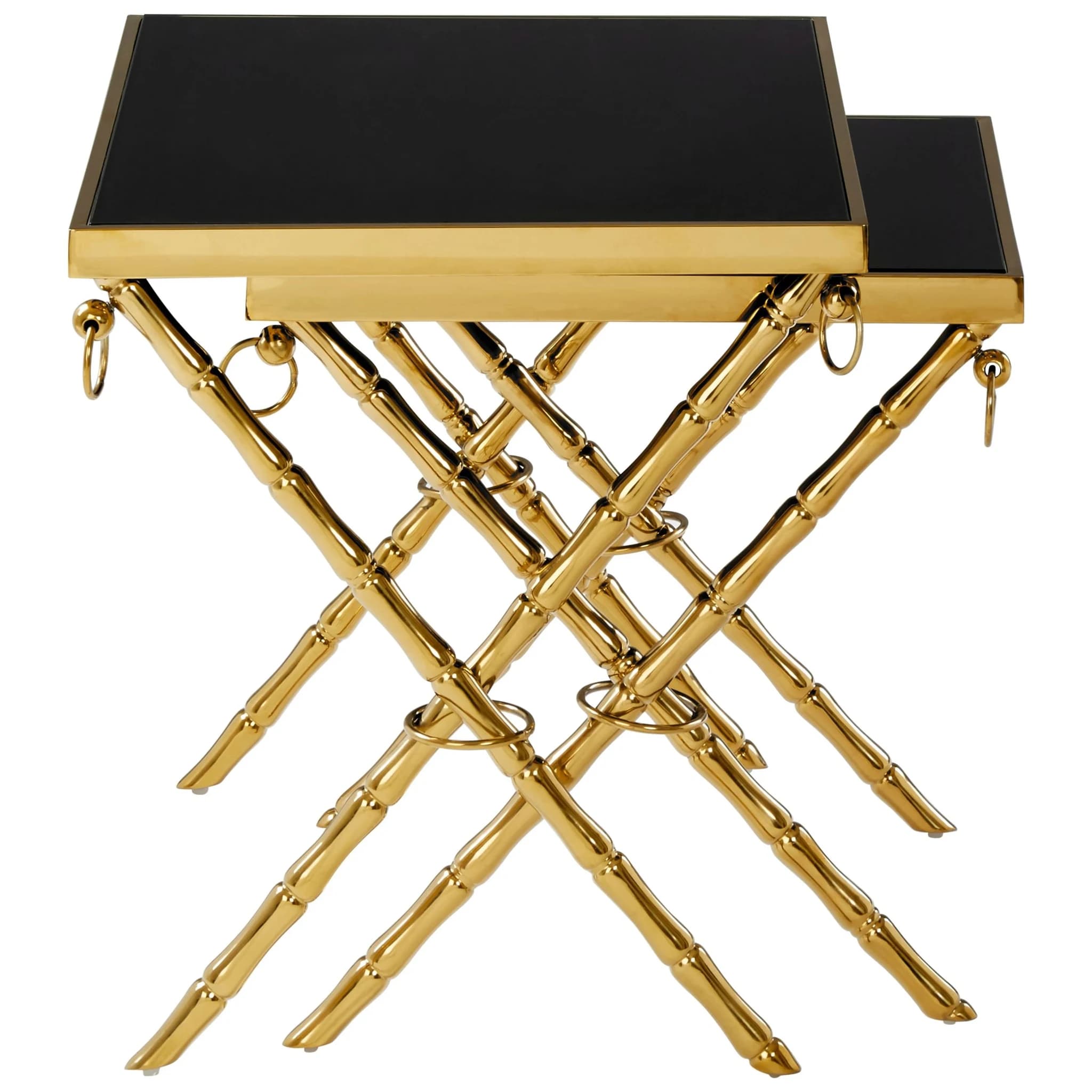 Arezzo Gold and Black Set Of 2 Nesting Tables - Tables, photo 3 of 7