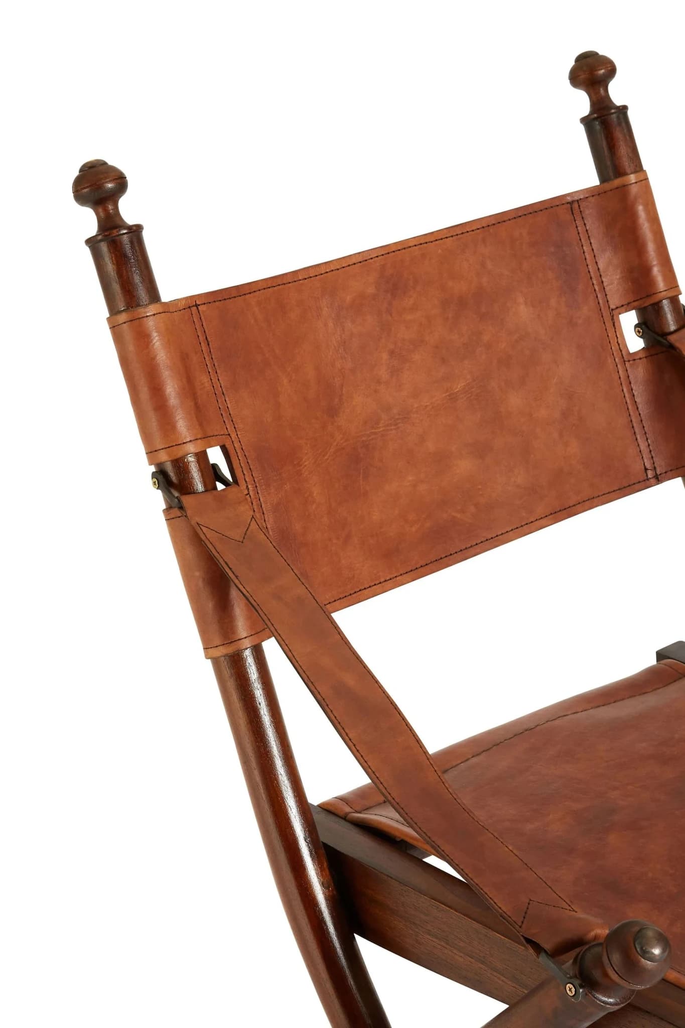 Inca Brown Leather Folding Chair - Seating, photo 6 of 6