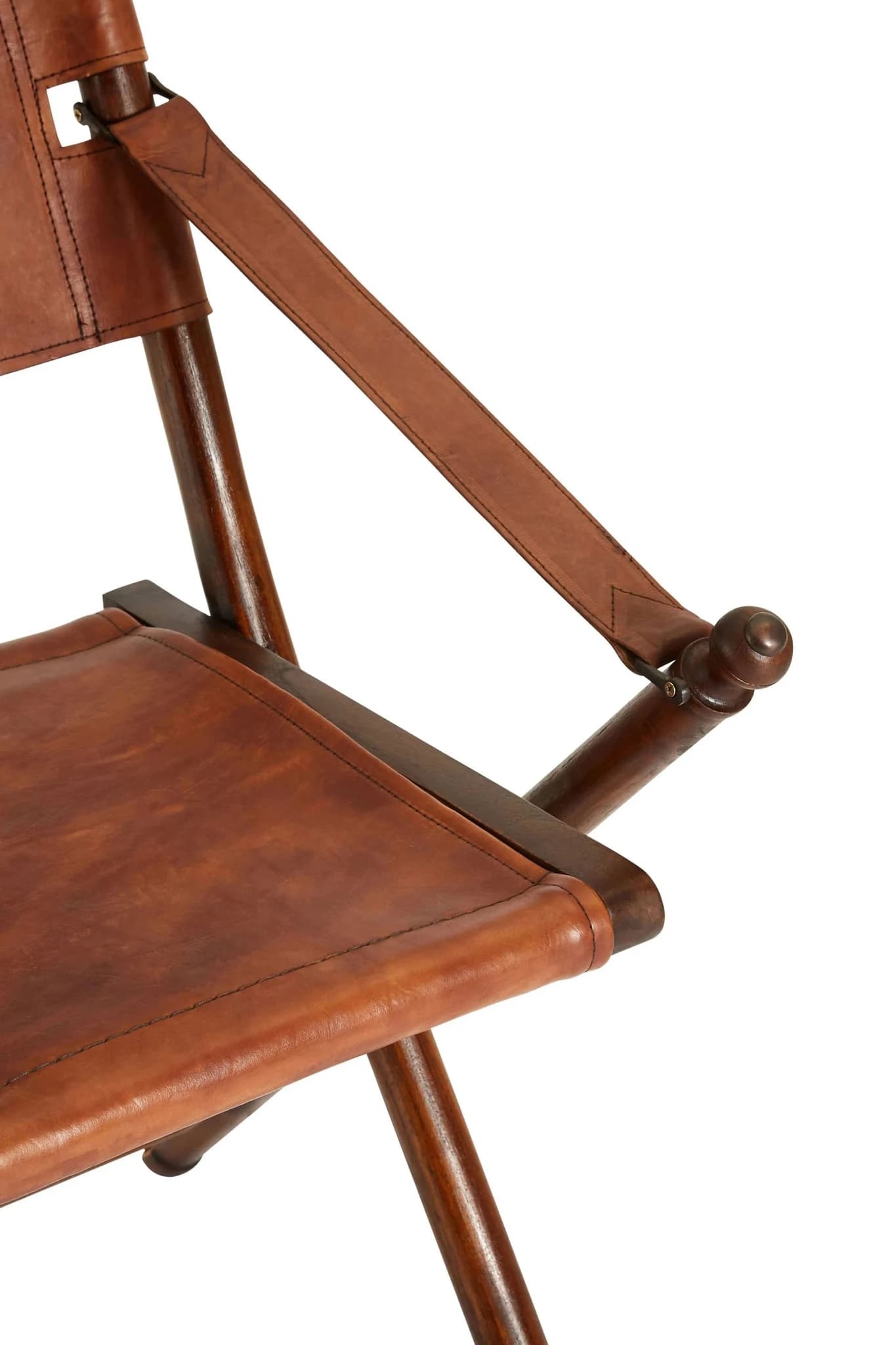 Inca Brown Leather Folding Chair - Seating, photo 5 of 6