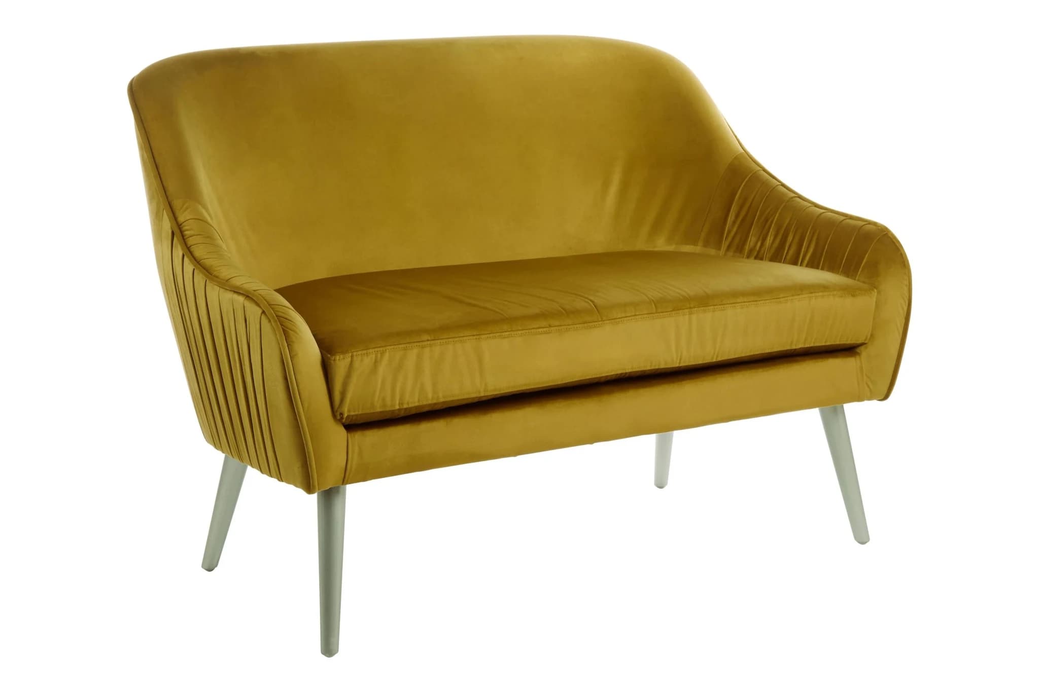 Louxor Mustard Velvet 2 Seater Sofa - Seating, photo 4 of 6