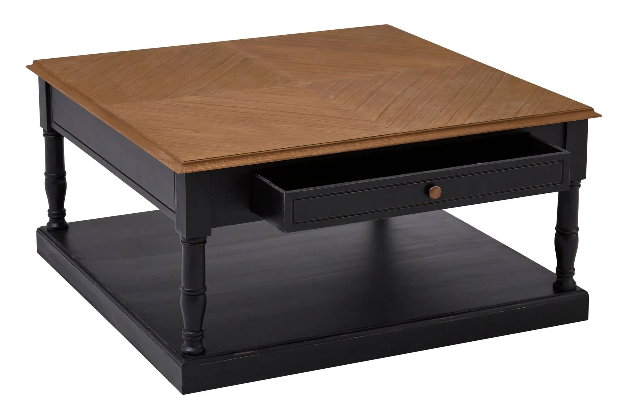 Loire Black and Natural Wooden Coffee Table with Drawer - Tables, photo 3 of 7