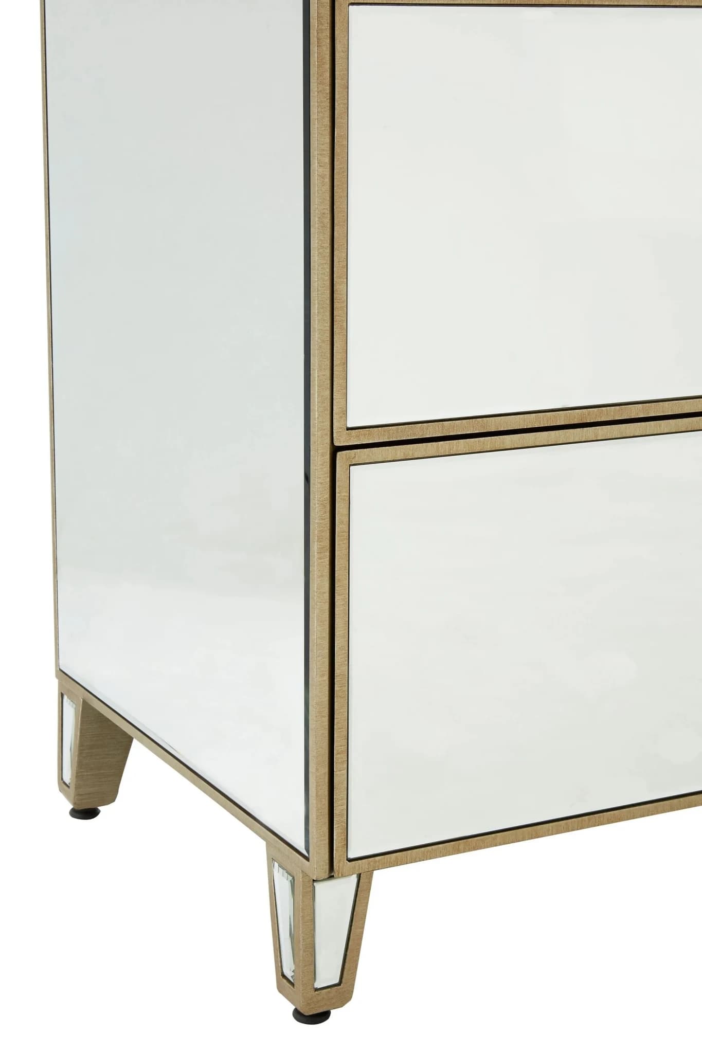 Knightsbridge Champagne Gold and Mirrored Chest of 3 Drawers - Furniture, photo 5 of 7