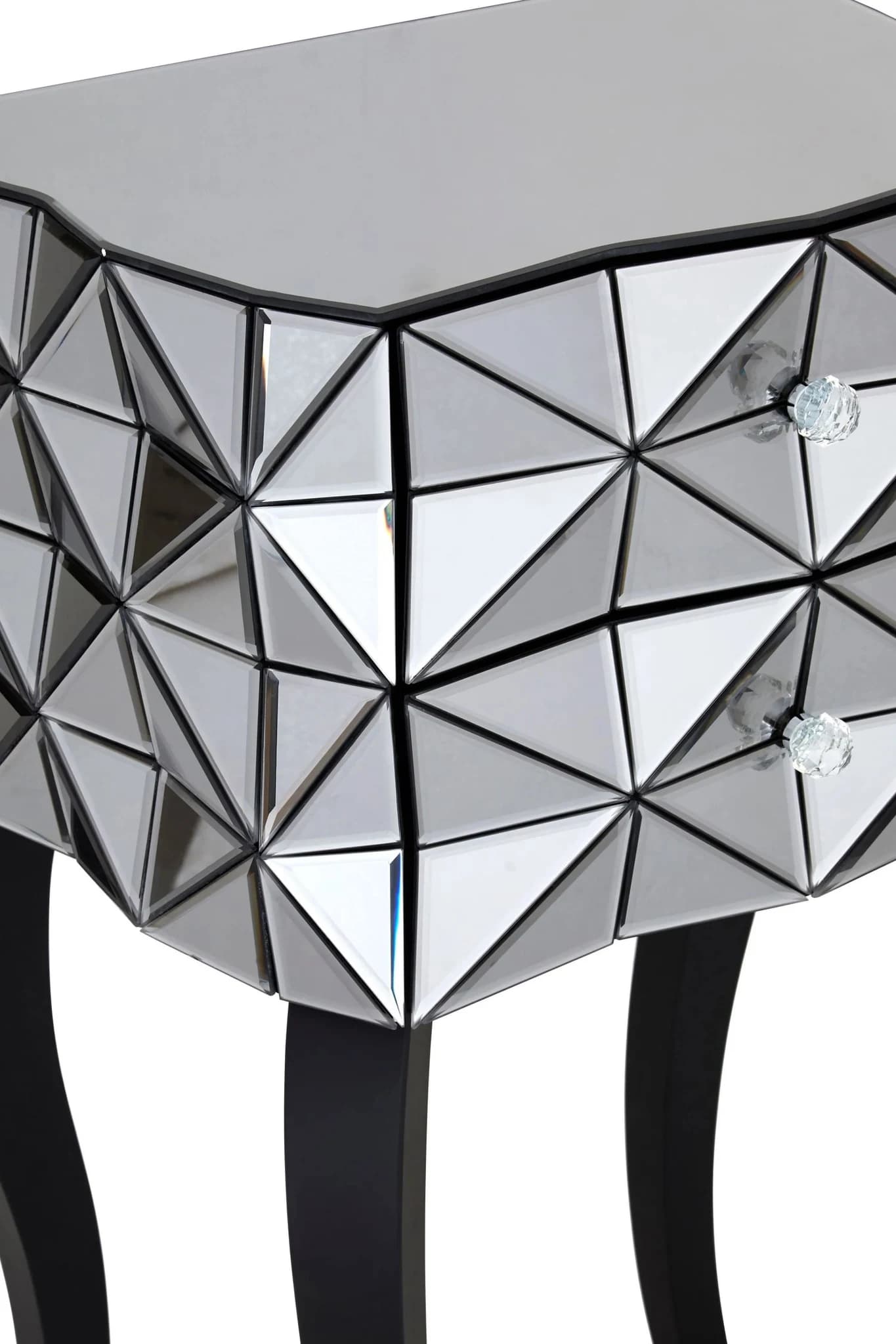 Soho Soho Smoked Faceted Mirror 2 Drawer Bedside Table - Tables, photo 7 of 7