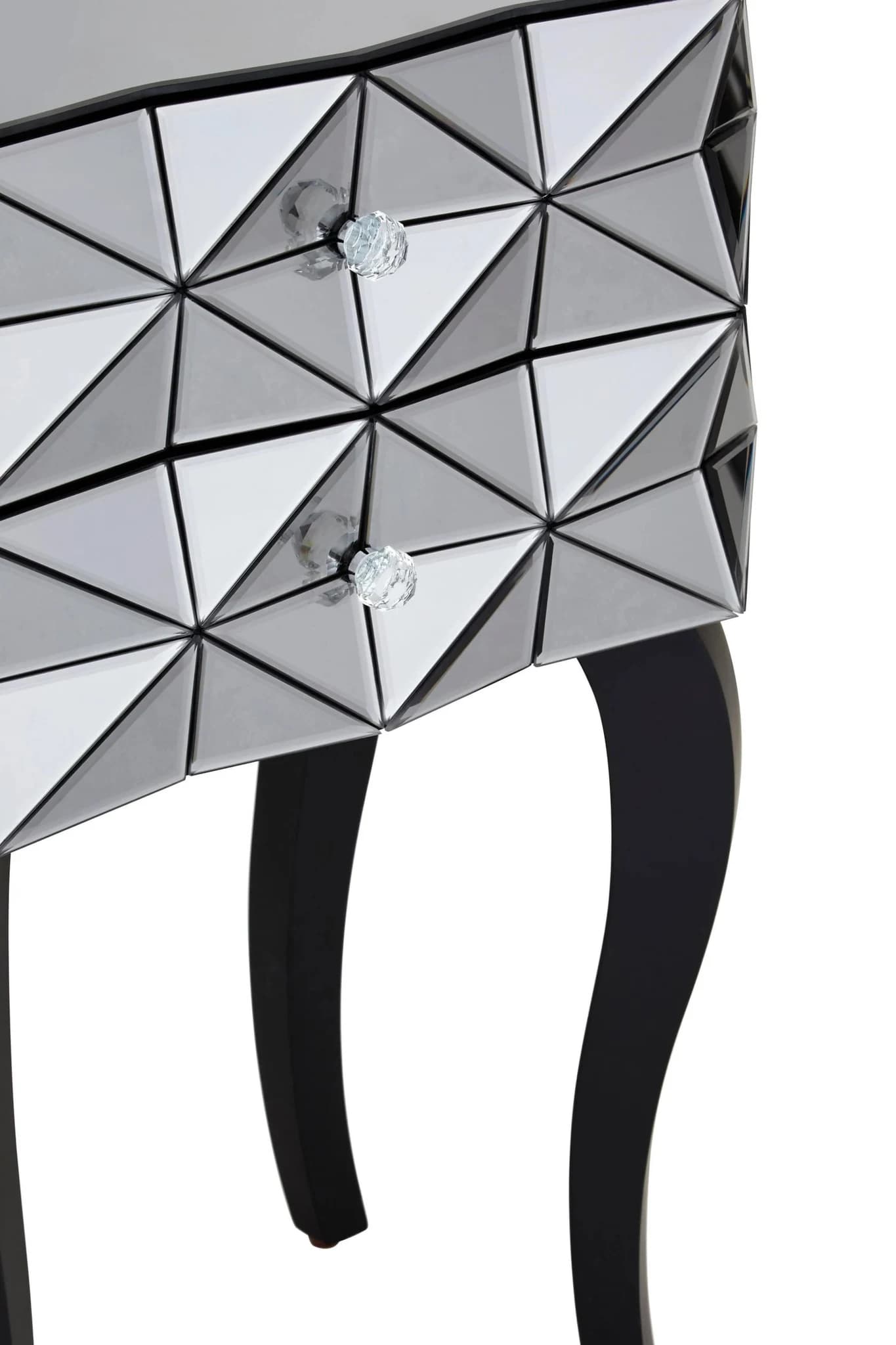 Soho Soho Smoked Faceted Mirror 2 Drawer Bedside Table - Tables, photo 6 of 7