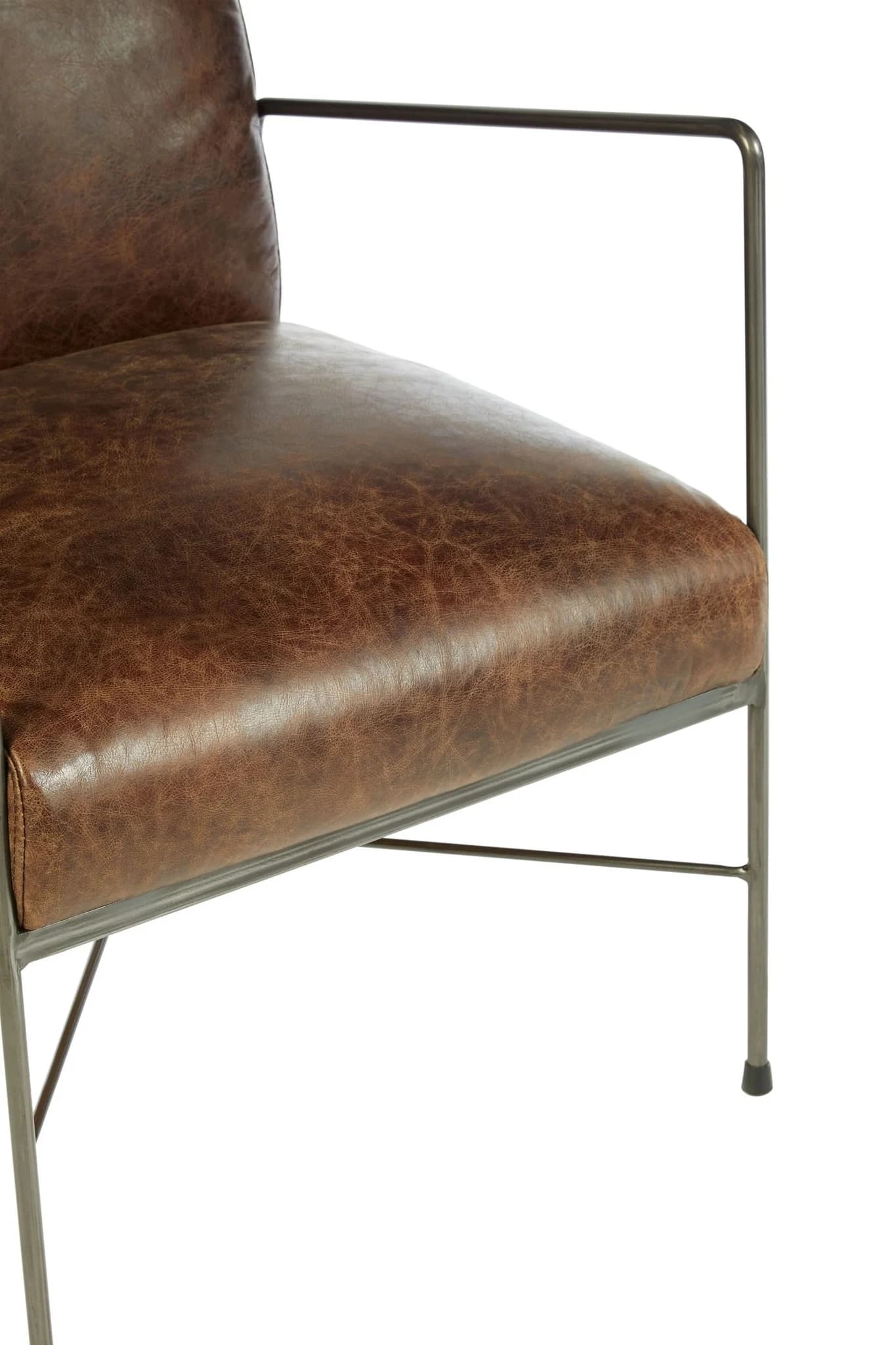 Hoxton Brown Leather Lounge Chair with Slim Metal Frame - Seating, photo 8 of 8