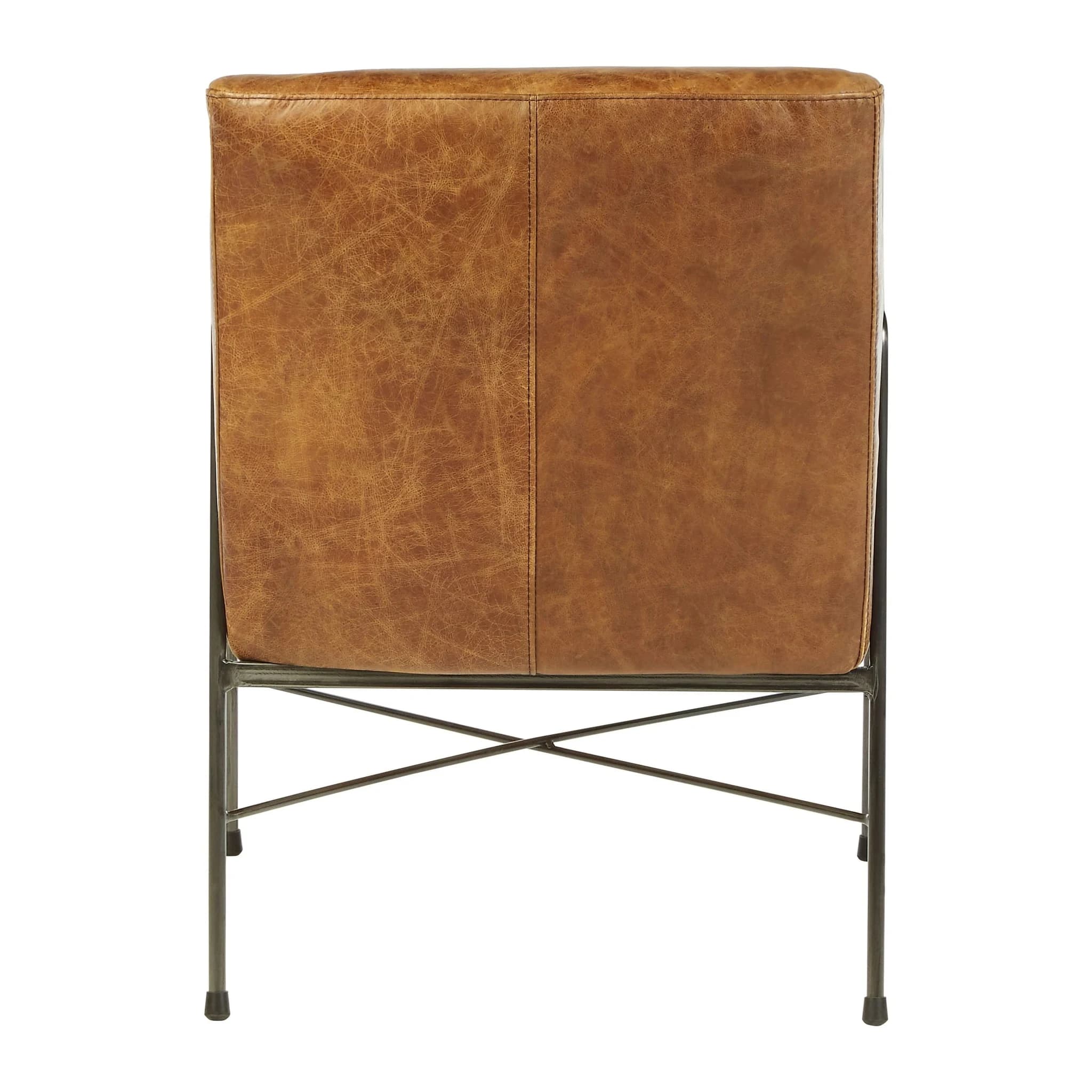 Hoxton Light Brown Leather Lounge Chair with Slim Metal Frame - Seating, photo 2 of 6