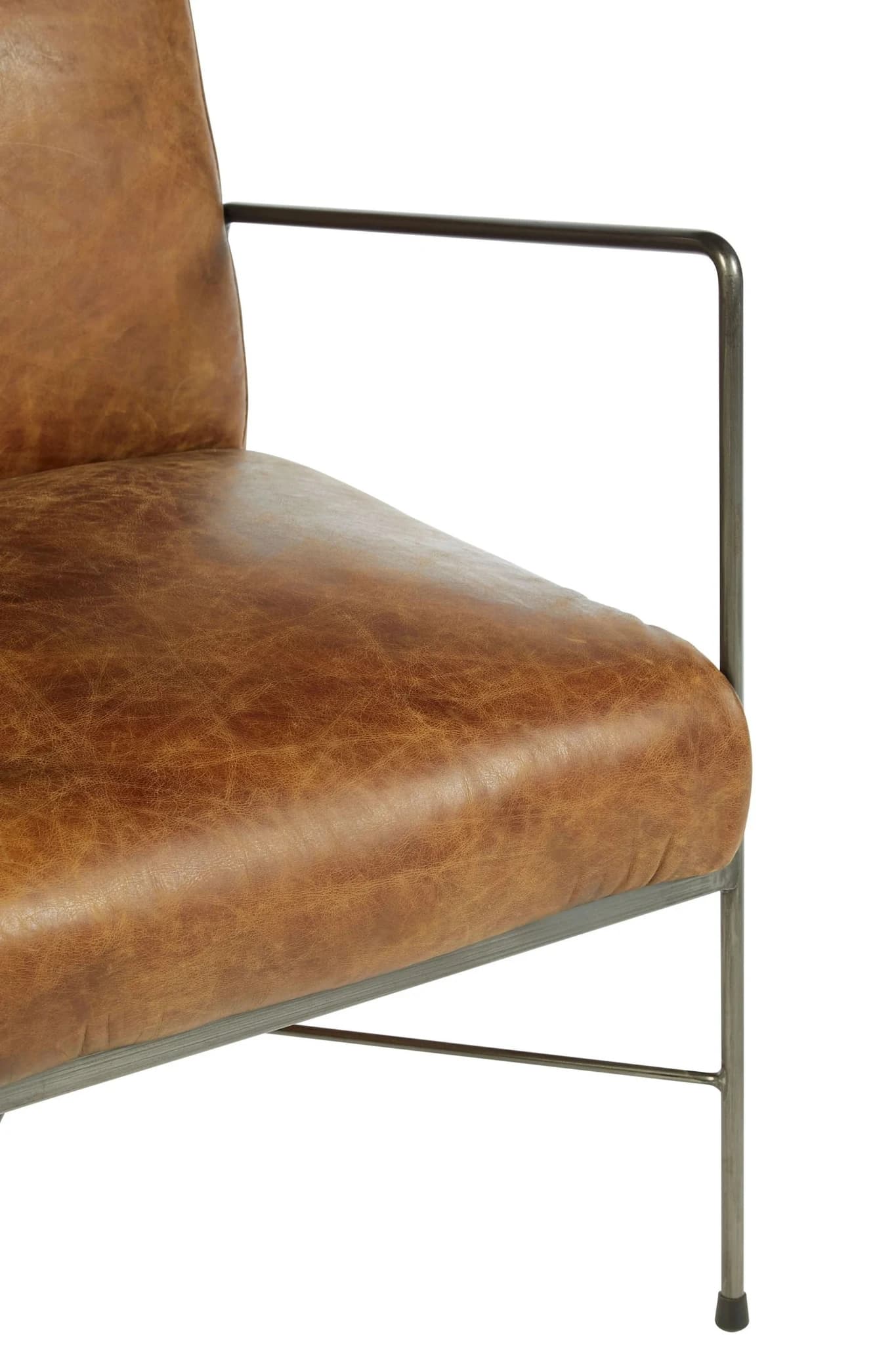 Hoxton Light Brown Leather Lounge Chair with Slim Metal Frame - Seating, photo 5 of 6