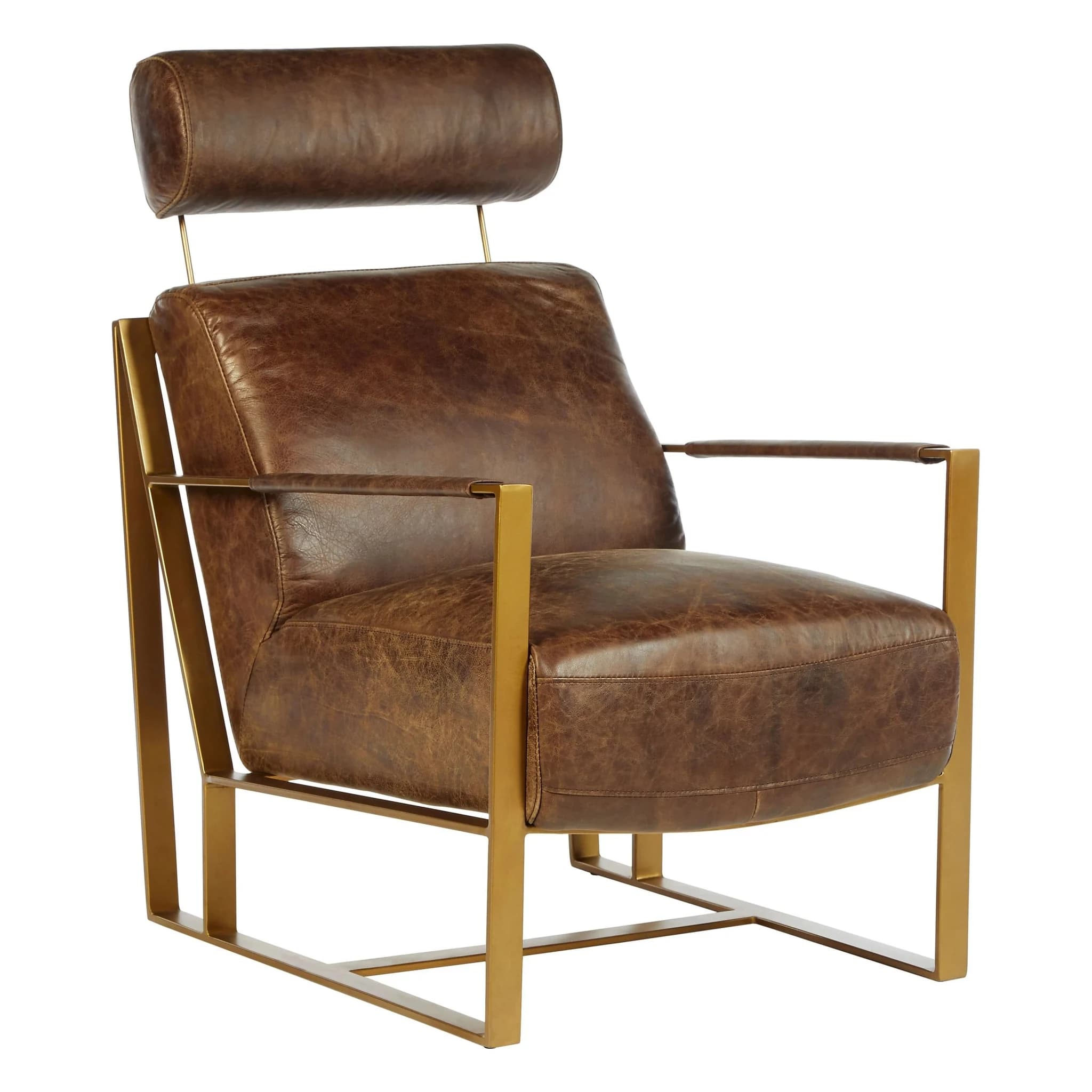 Hoxton Brown Leather Lounge Chair with Headrest - Seating, photo 7 of 8