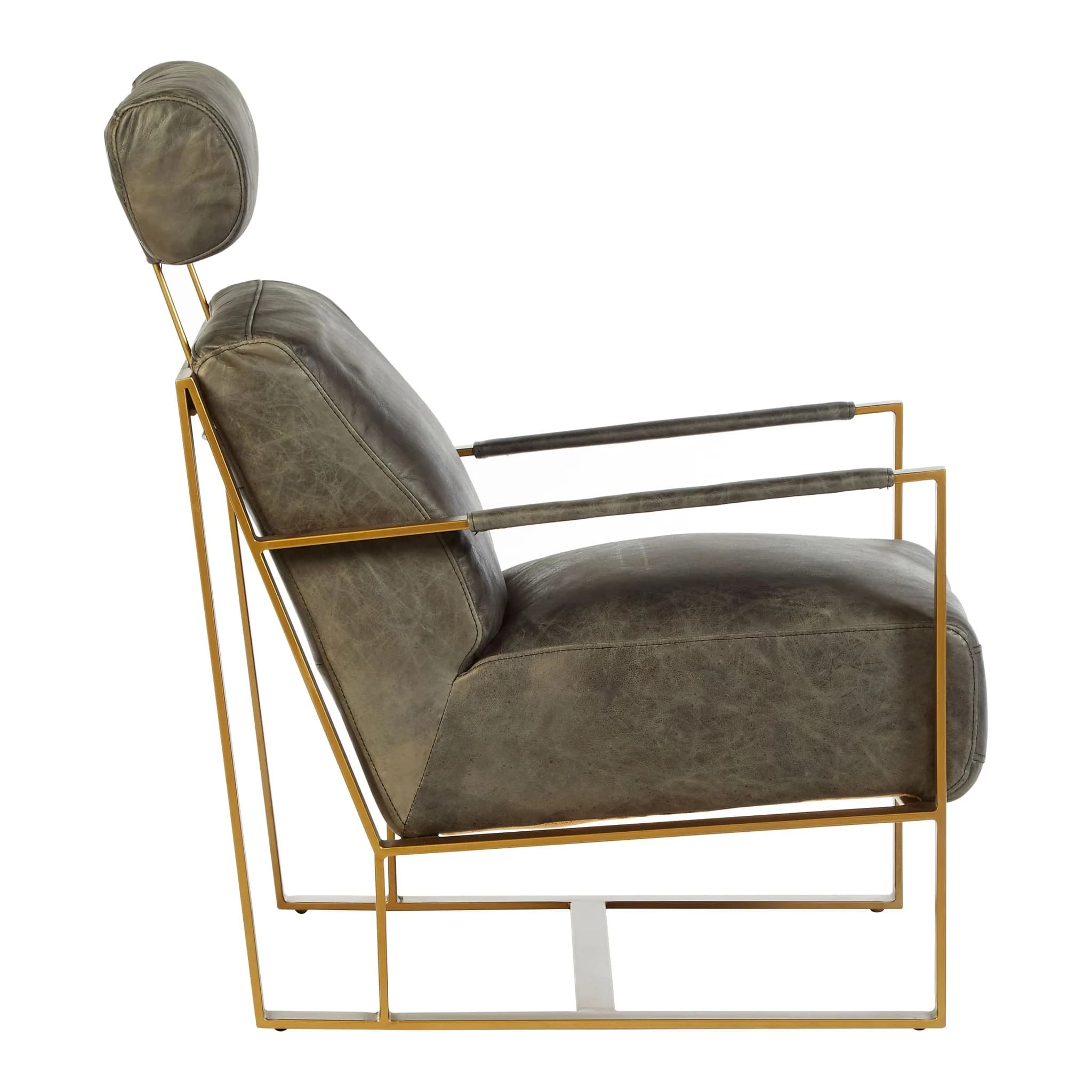 Hoxton Grey Leather Lounge Chair with Headrest - Seating, photo 3 of 8