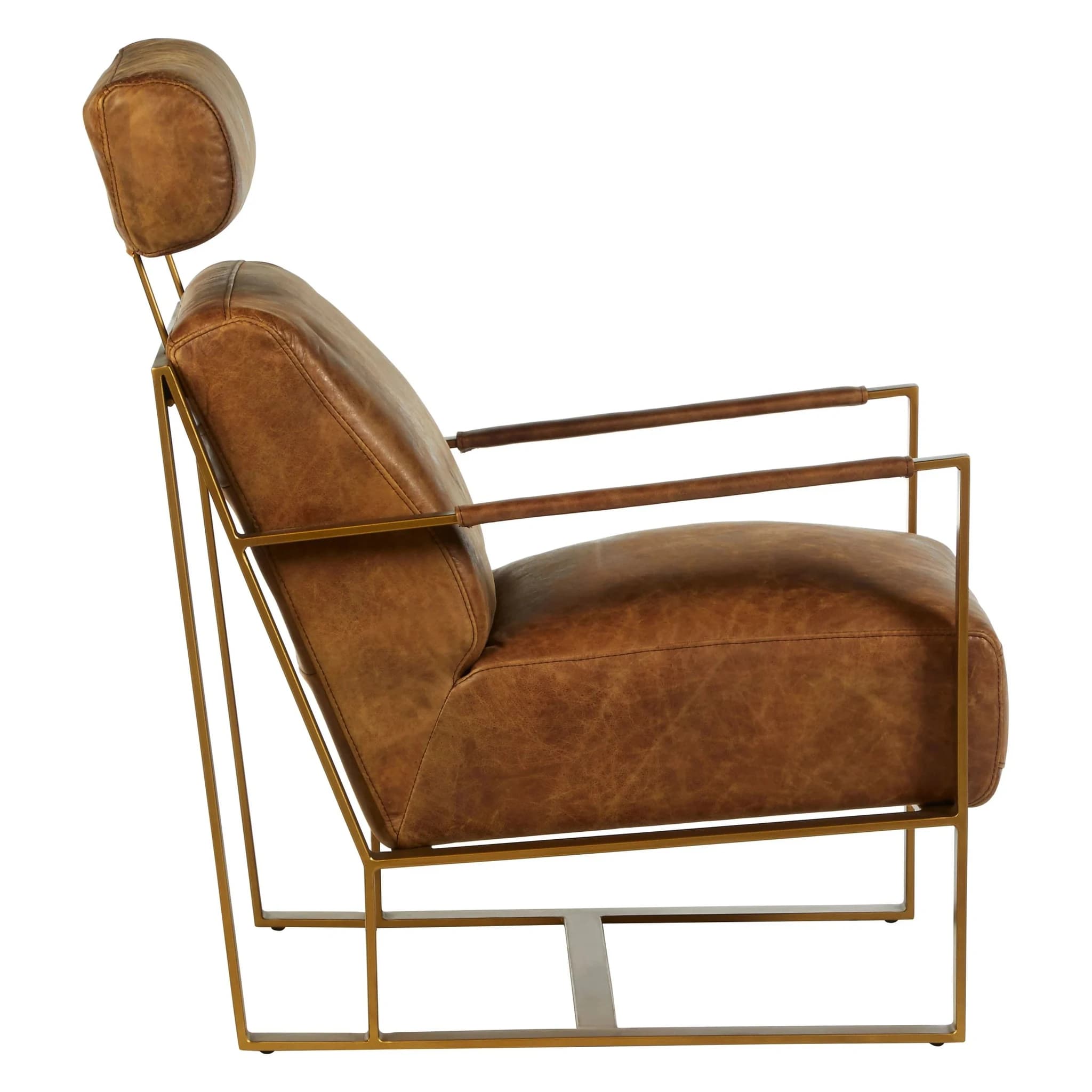 Hoxton Light Brown Leather Lounge Chair With Headrest - Seating, photo 3 of 8