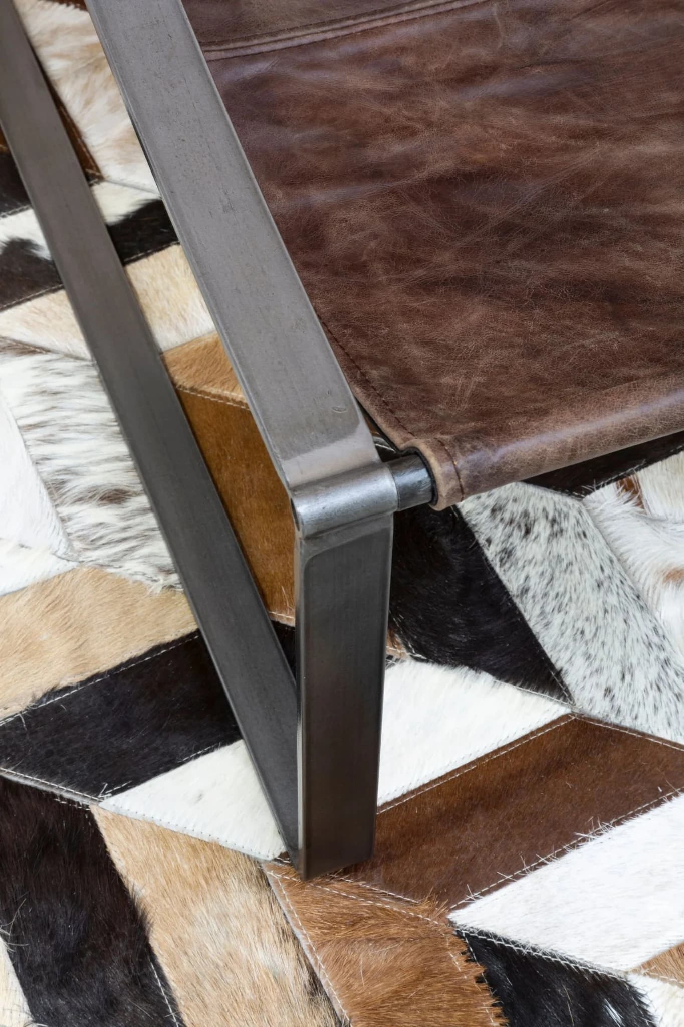 Hoxton Brown Leather Sling Chair - Seating, photo 5 of 8