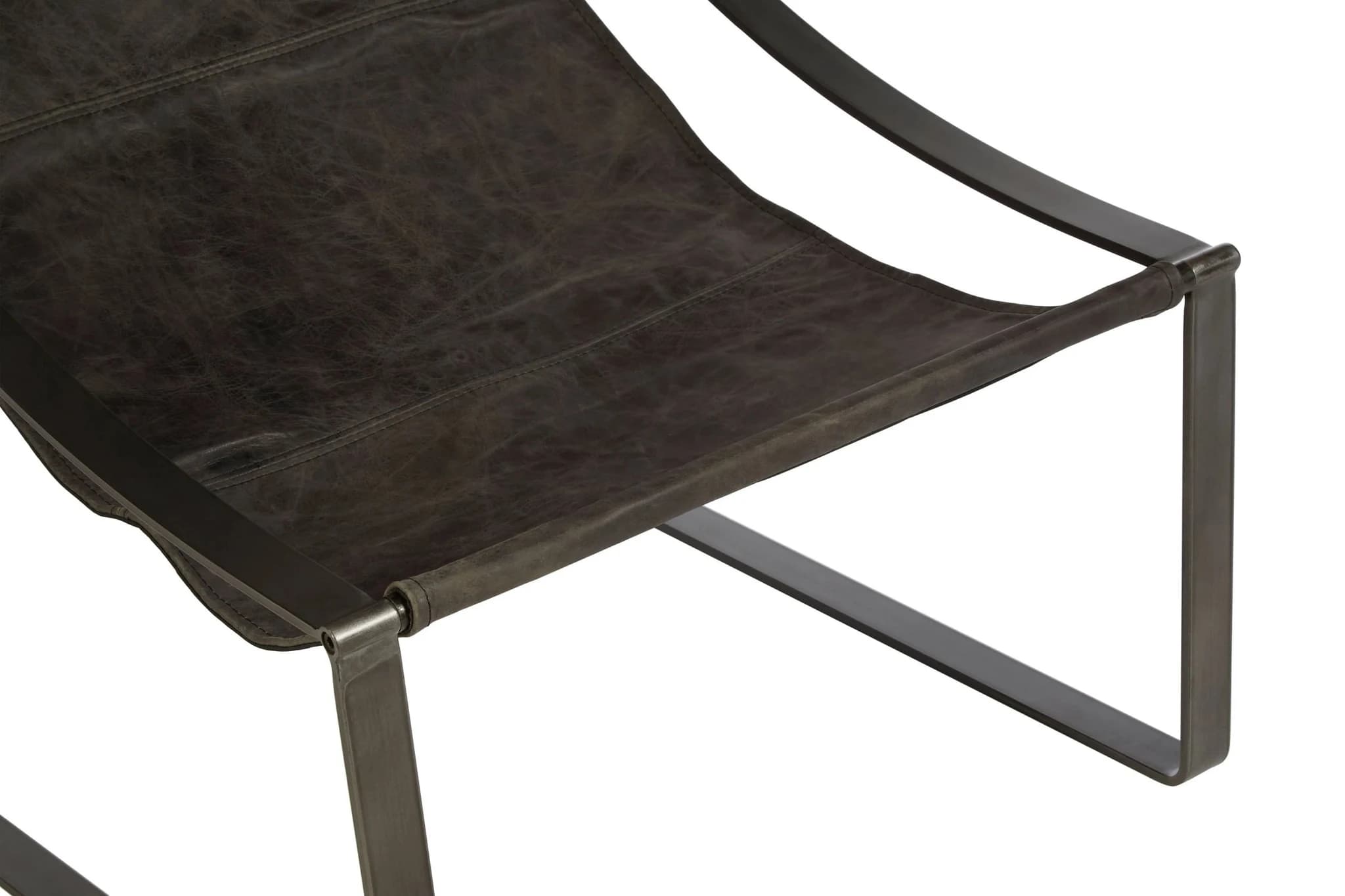 Hoxton Antique Black Leather Sling Chair - Seating, photo 5 of 6