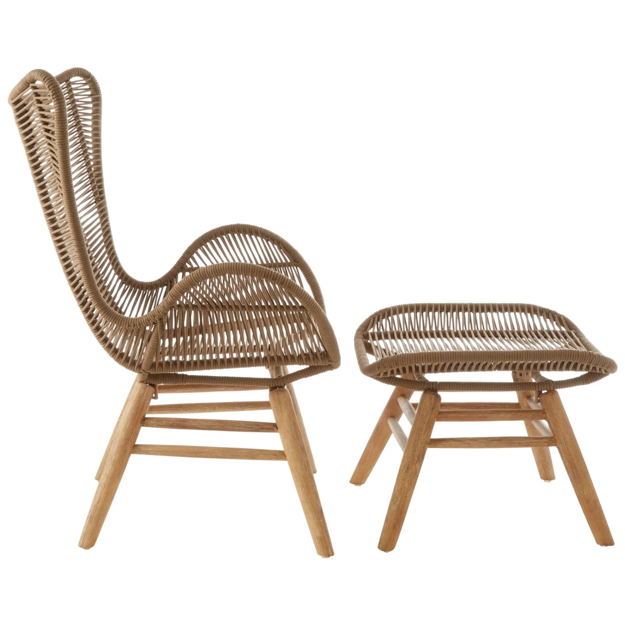 Sisal Latte Rope Lounge Chair And Footstool - Seating, photo 6 of 8