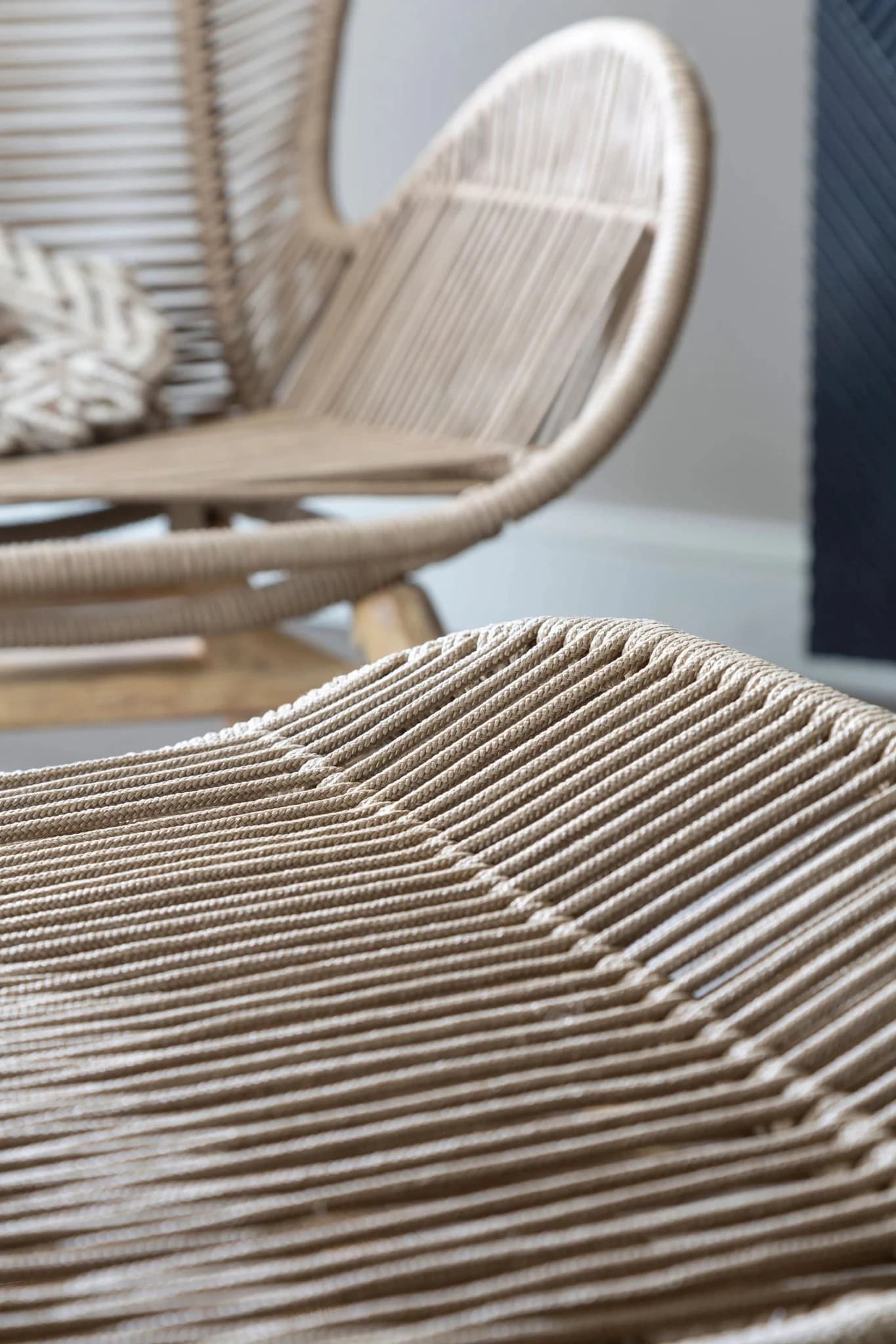 Sisal Latte Rope Lounge Chair And Footstool - Seating, photo 4 of 8