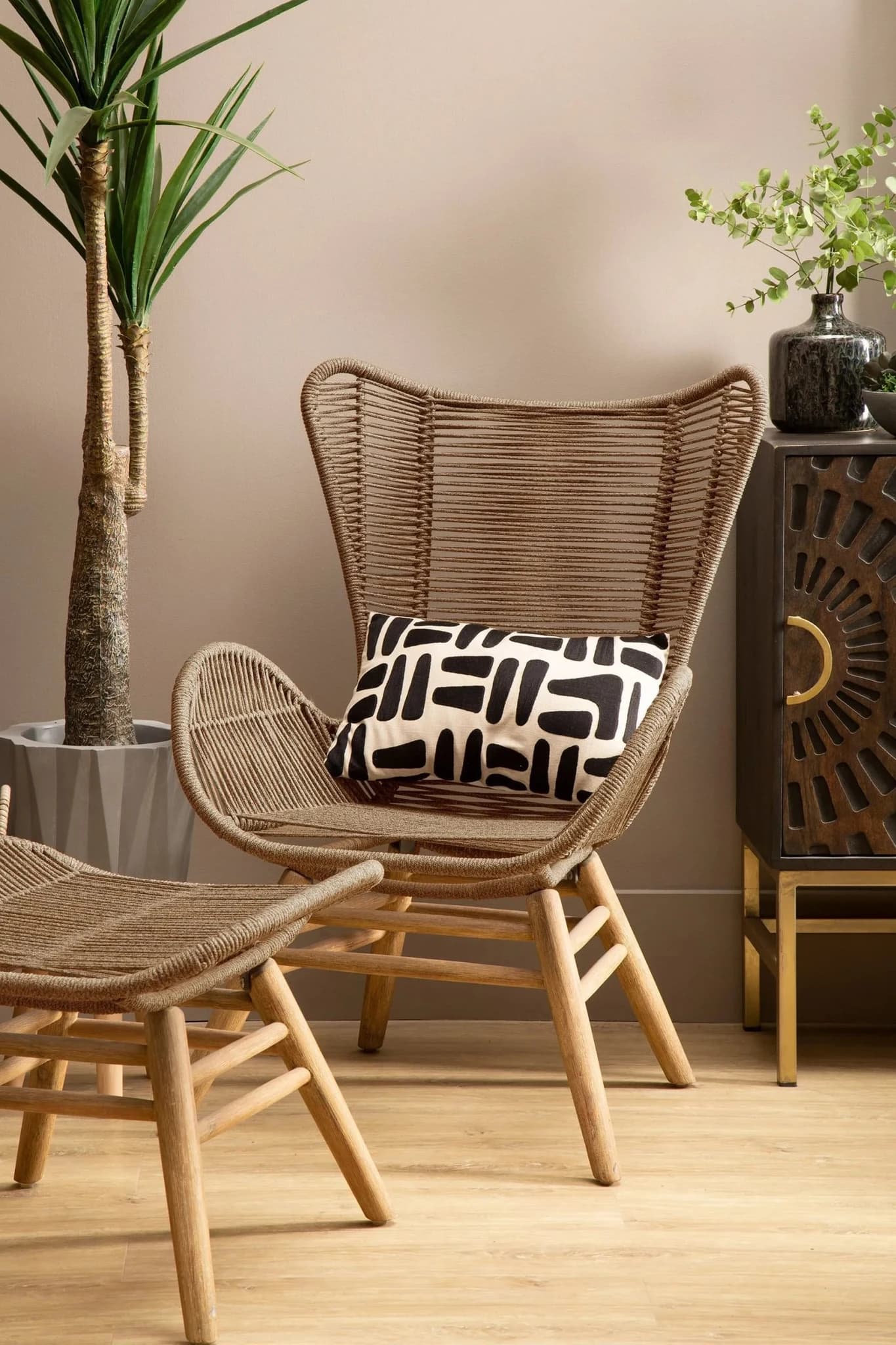 Sisal Latte Rope Lounge Chair And Footstool - Seating, photo 2 of 8