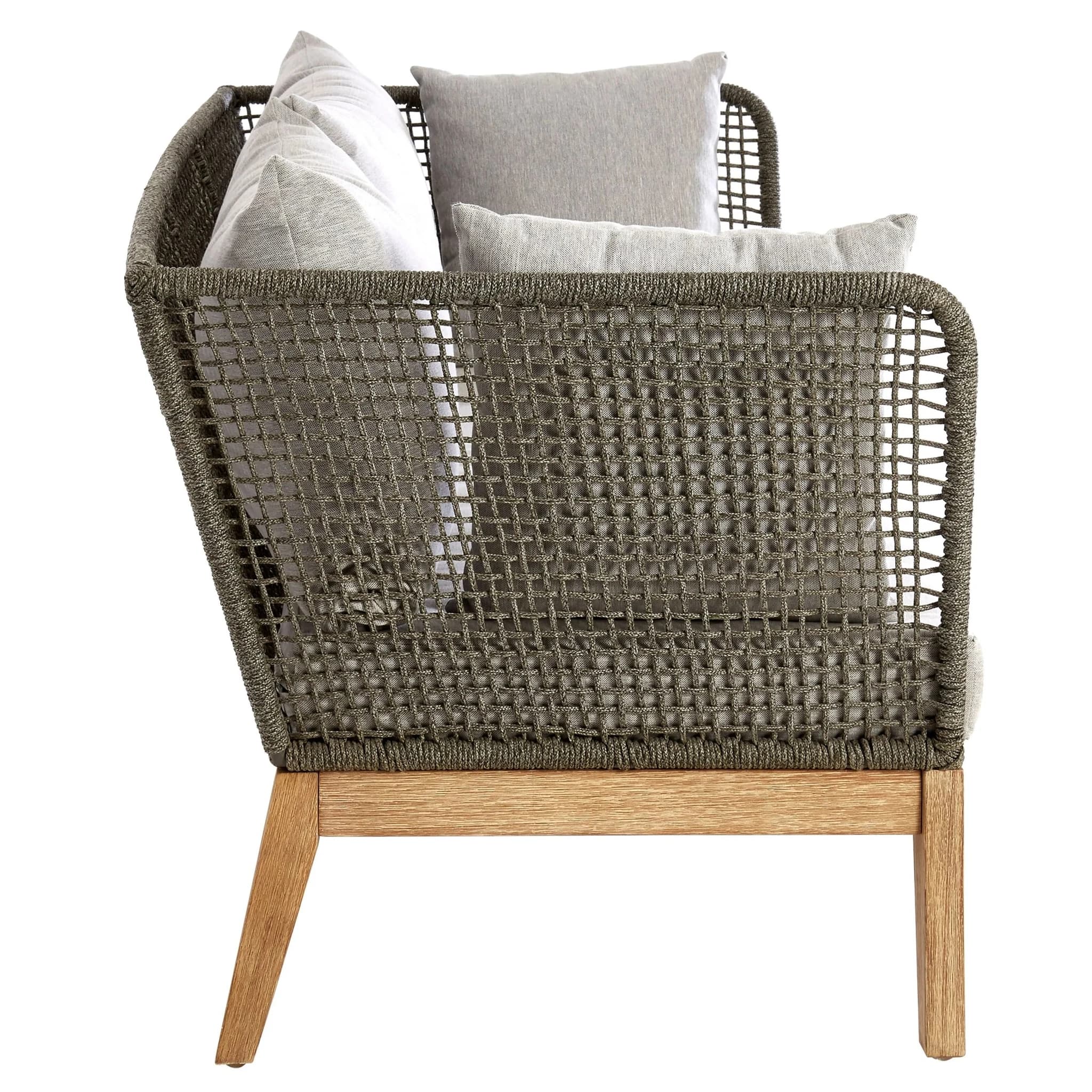 Opus 3 Seat Rope Woven Sofa with Grey Cushions - Seating, photo 4 of 8