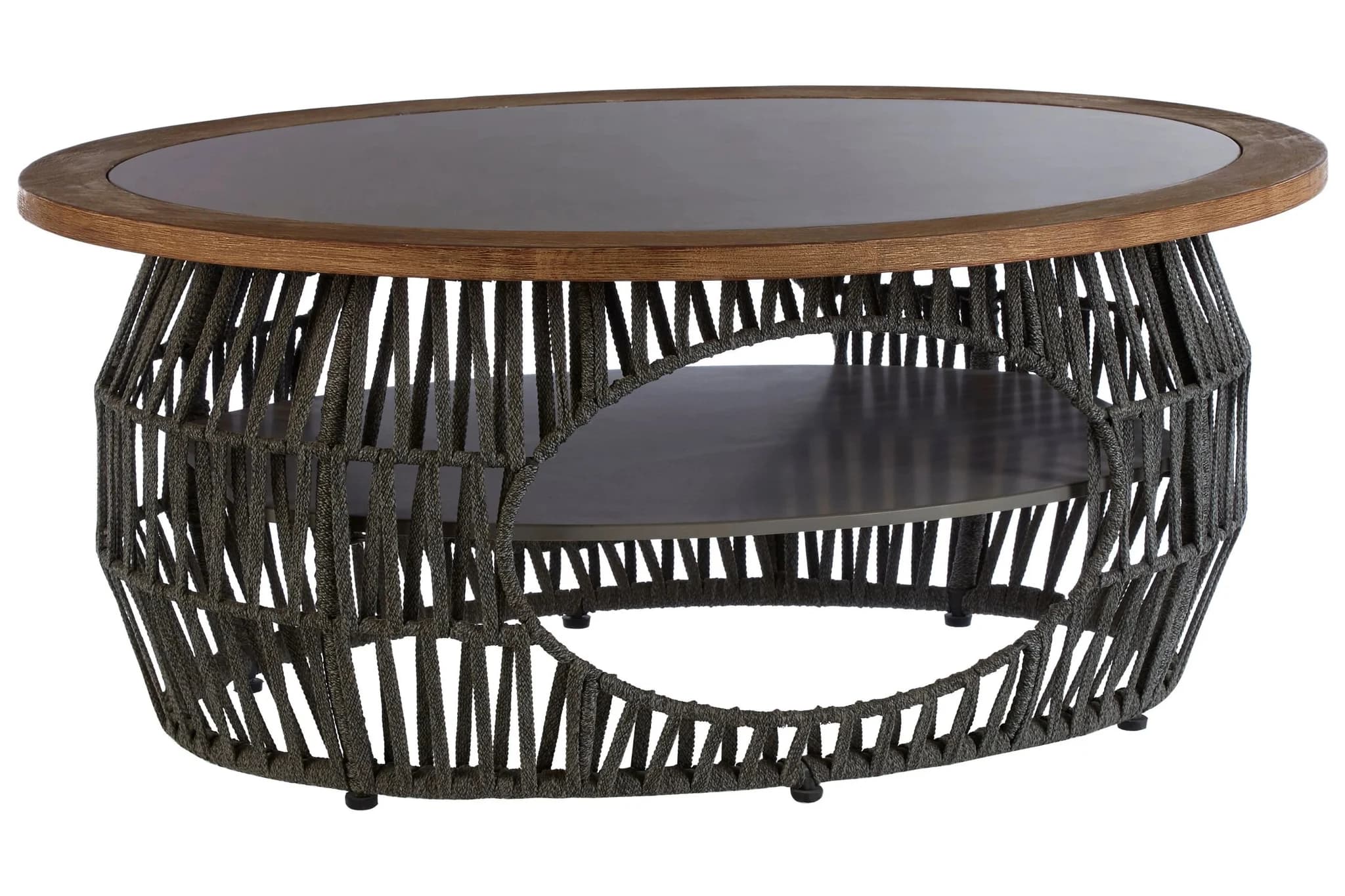 Opus Grey Woven Rope and Stone Round Coffee Table - Tables, photo 3 of 5