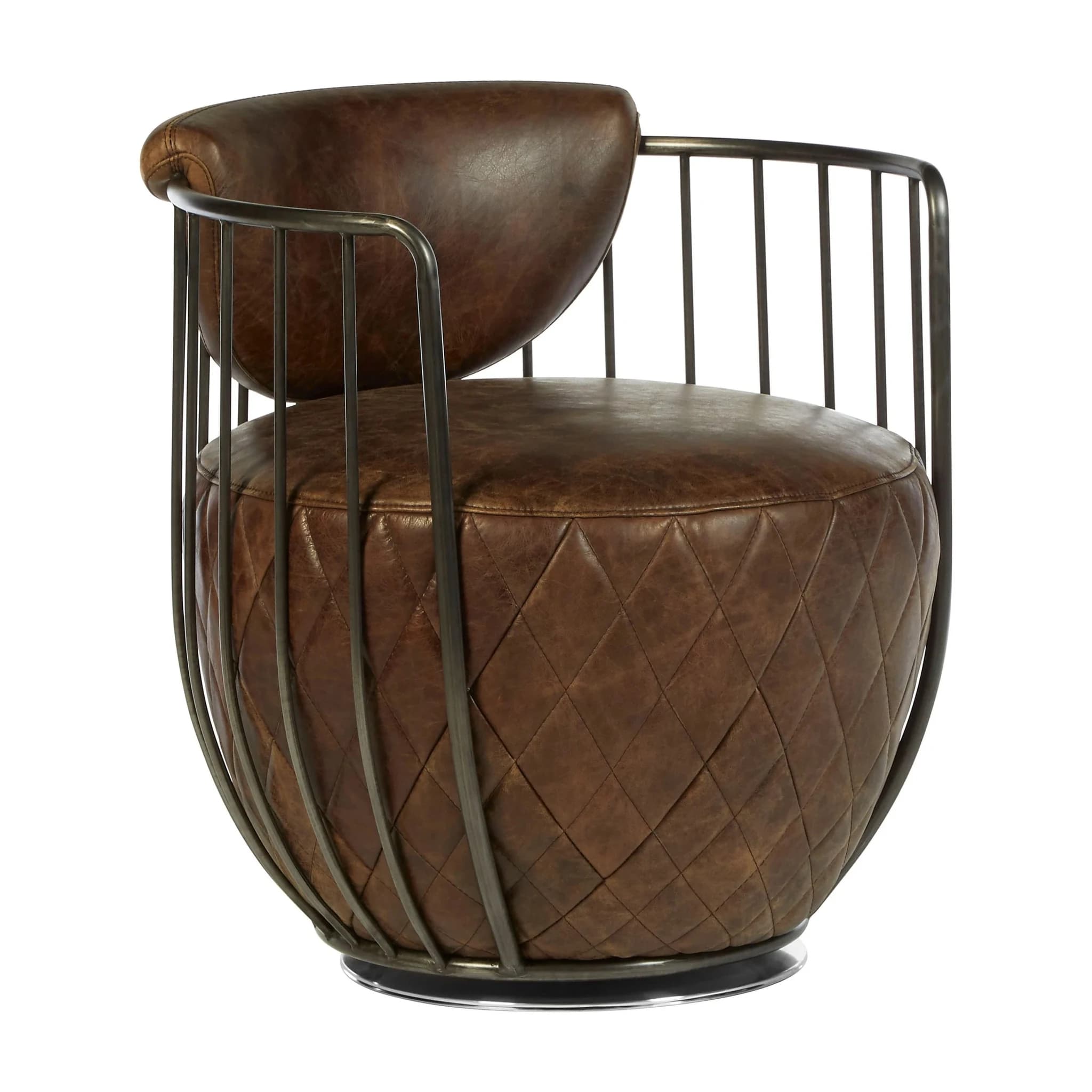 Hoxton Brown Leather Swivel Chair - Seating, photo 4 of 7