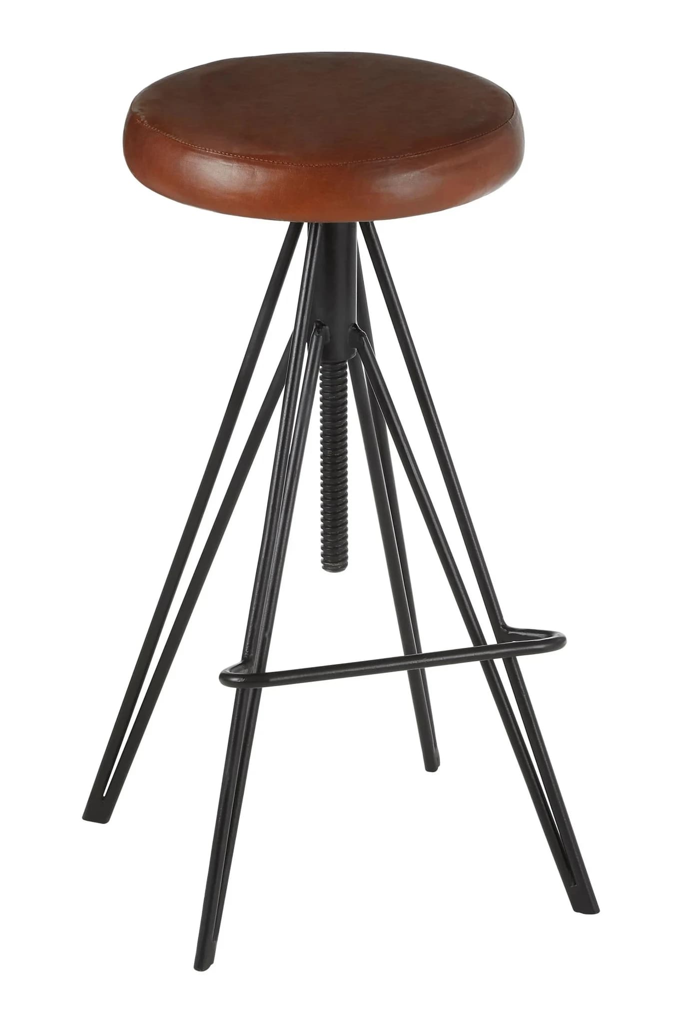 Nandri Brown Leather Adjustable Stool - Seating, photo 4 of 6