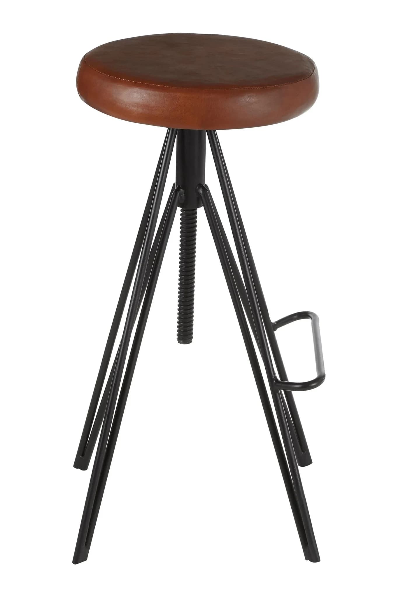 Nandri Brown Leather Adjustable Stool - Seating, photo 3 of 6