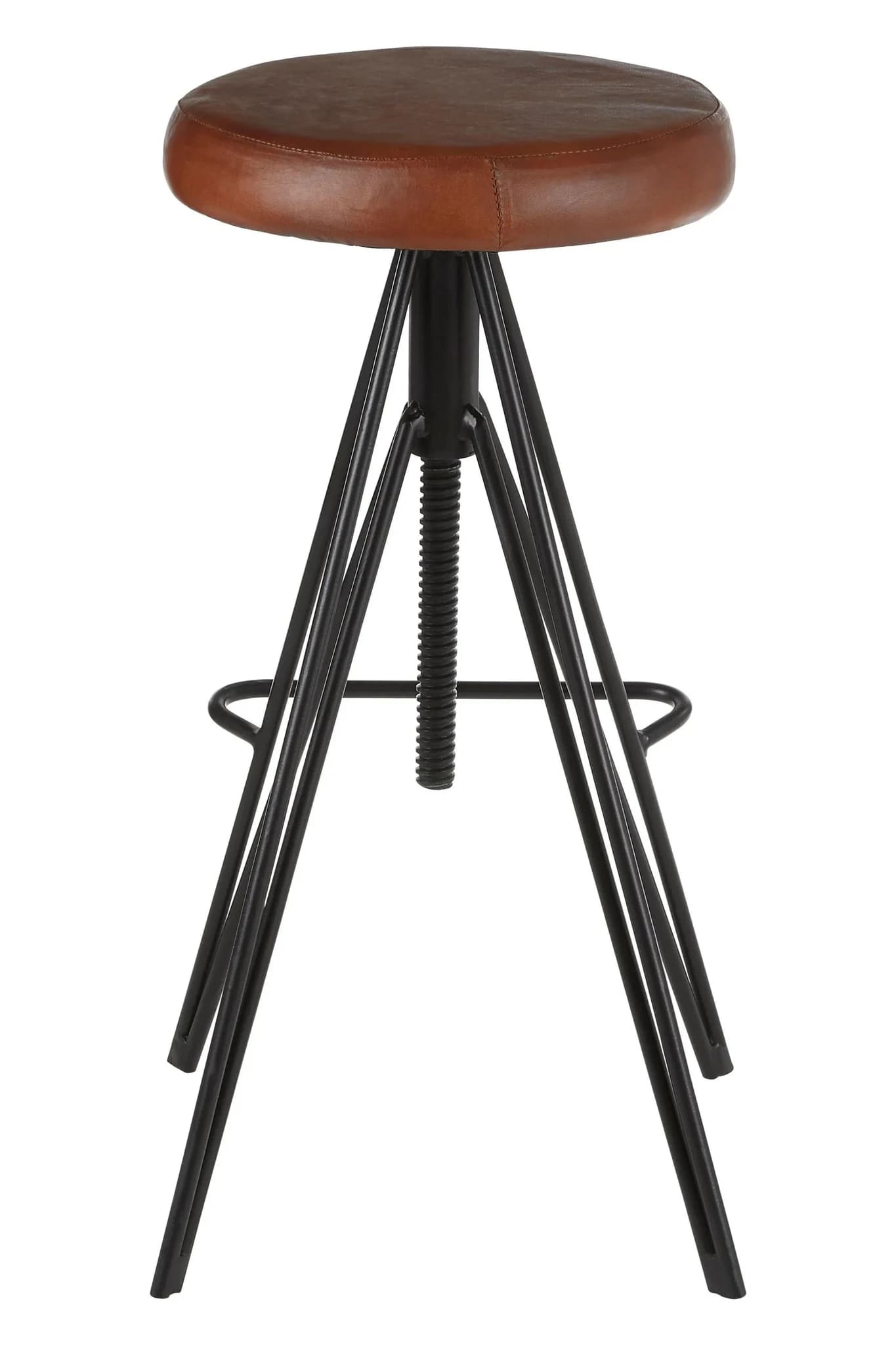 Nandri Brown Leather Adjustable Stool - Seating, photo 2 of 6