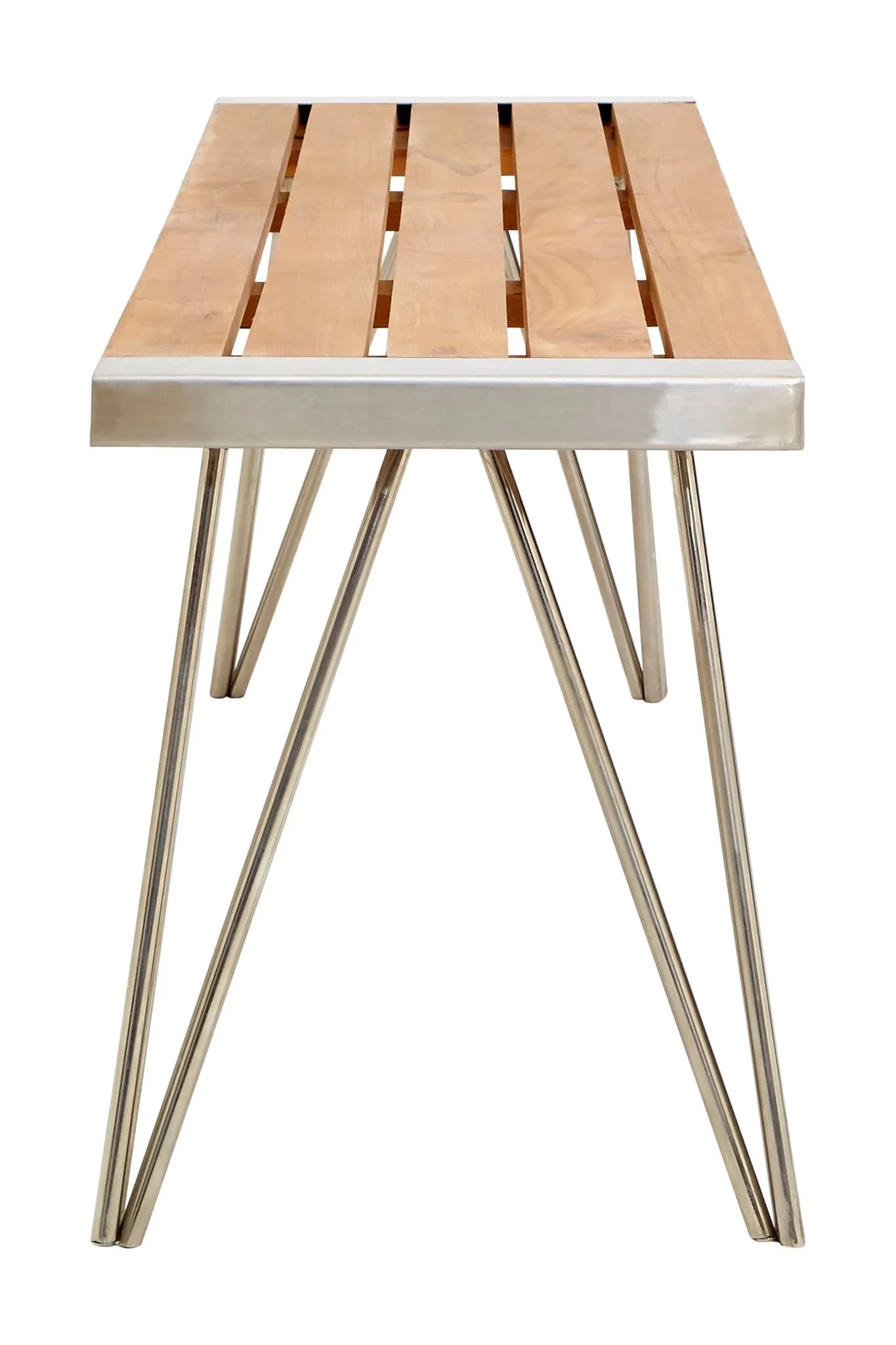 Nandri Slatted Teak Wood Bench - Seating, photo 3 of 7