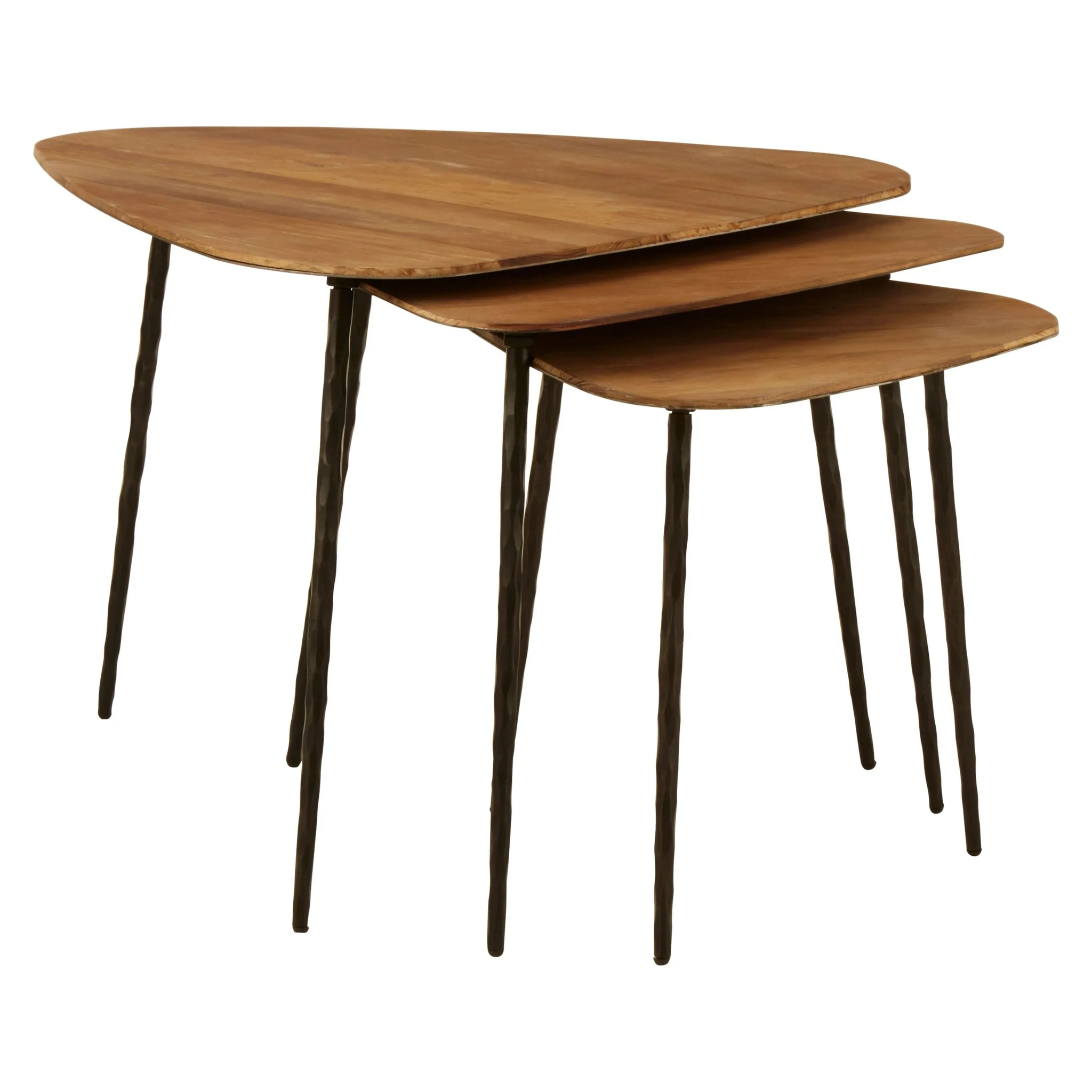 Elmo Elm Wood Top Nest of 3 Triangular Tables - Tables, photo 4 of 6