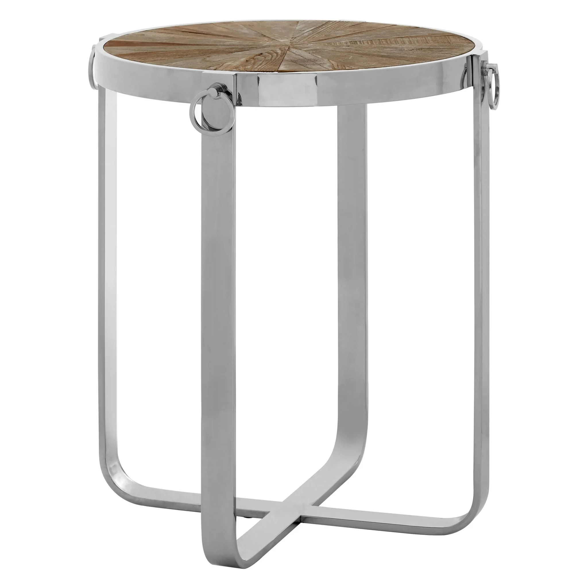 Mitra Elm Wood Side Table with Silver Finish Frame - Tables, photo 2 of 4