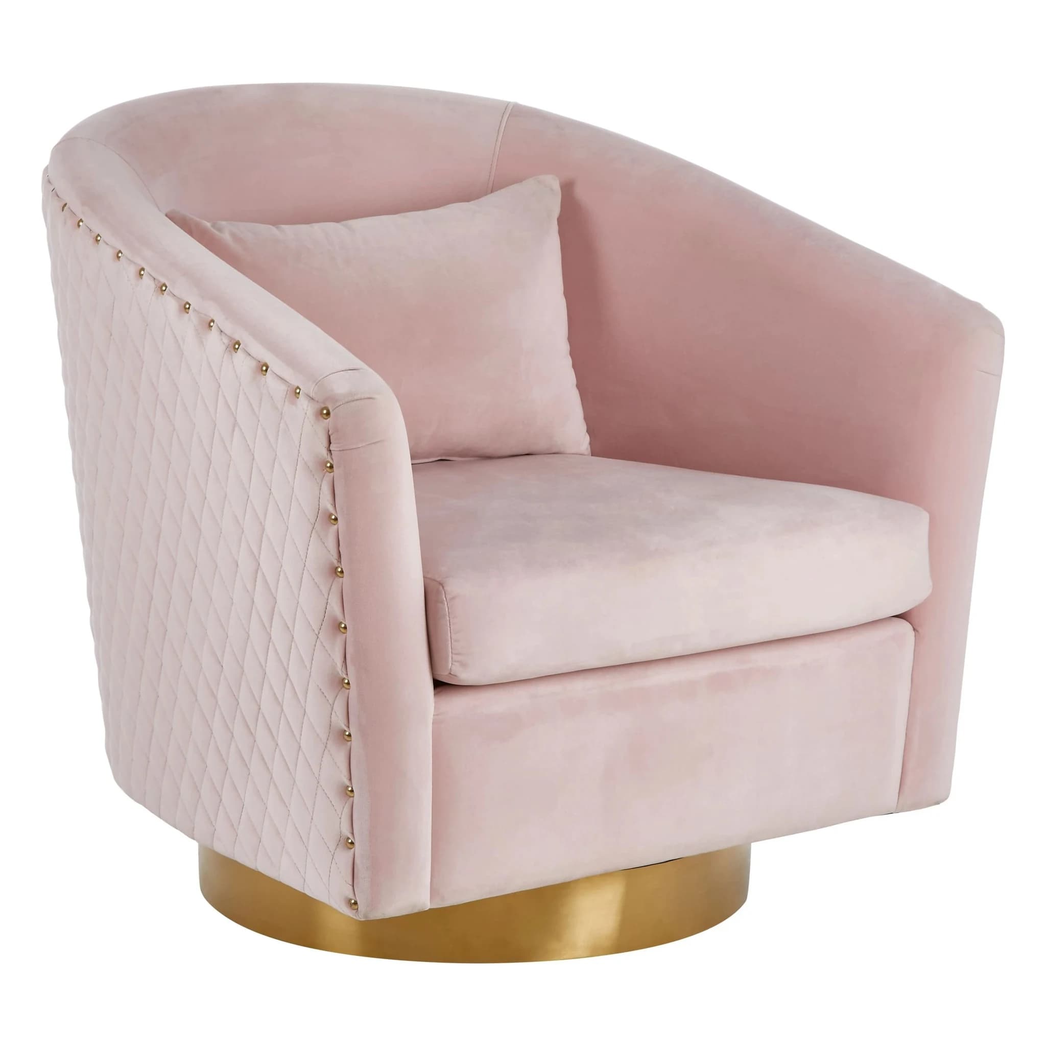Plazoni Pink Velvet Swivel Chair with Gold Base - Seating, photo 8 of 8