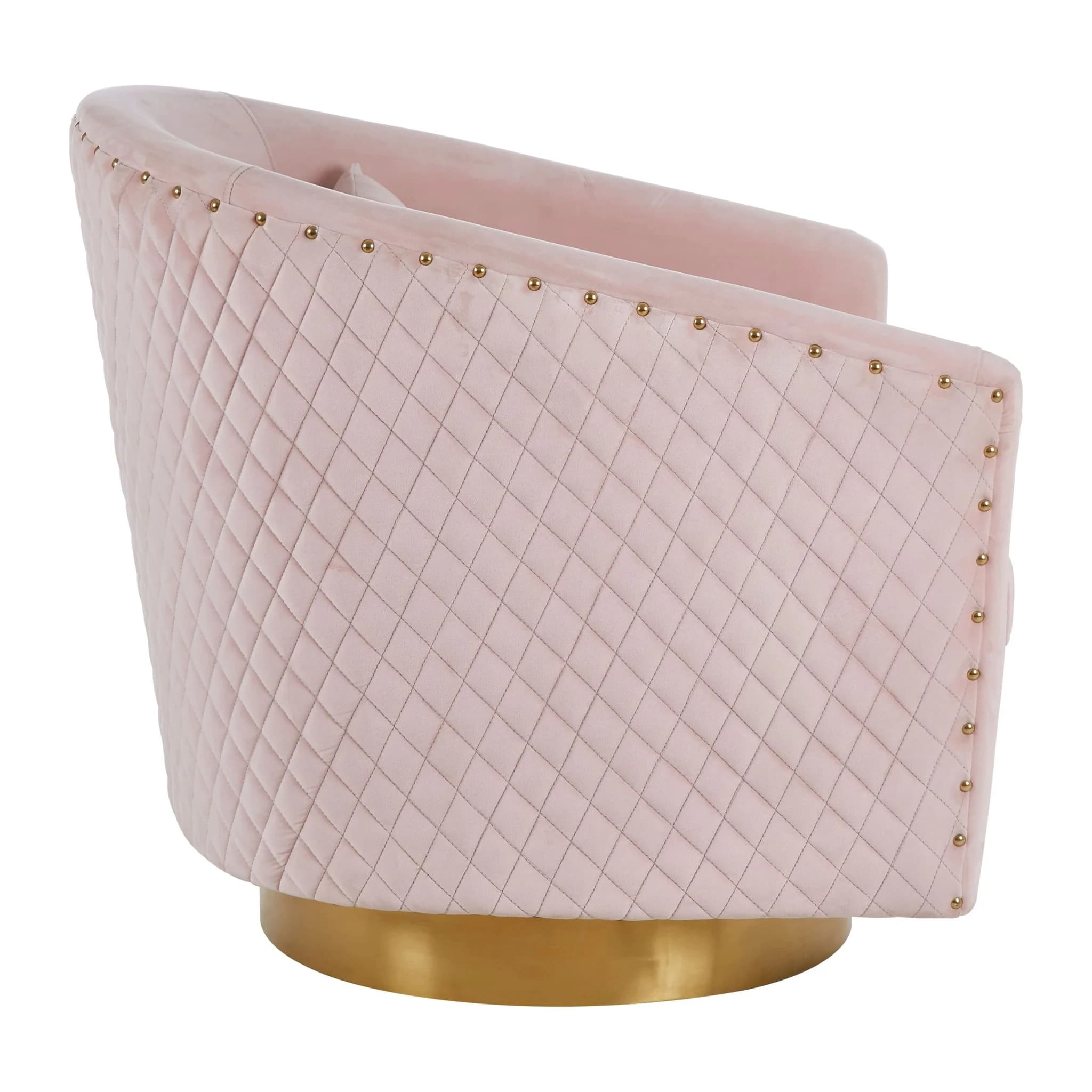 Plazoni Pink Velvet Swivel Chair with Gold Base - Seating, photo 7 of 8