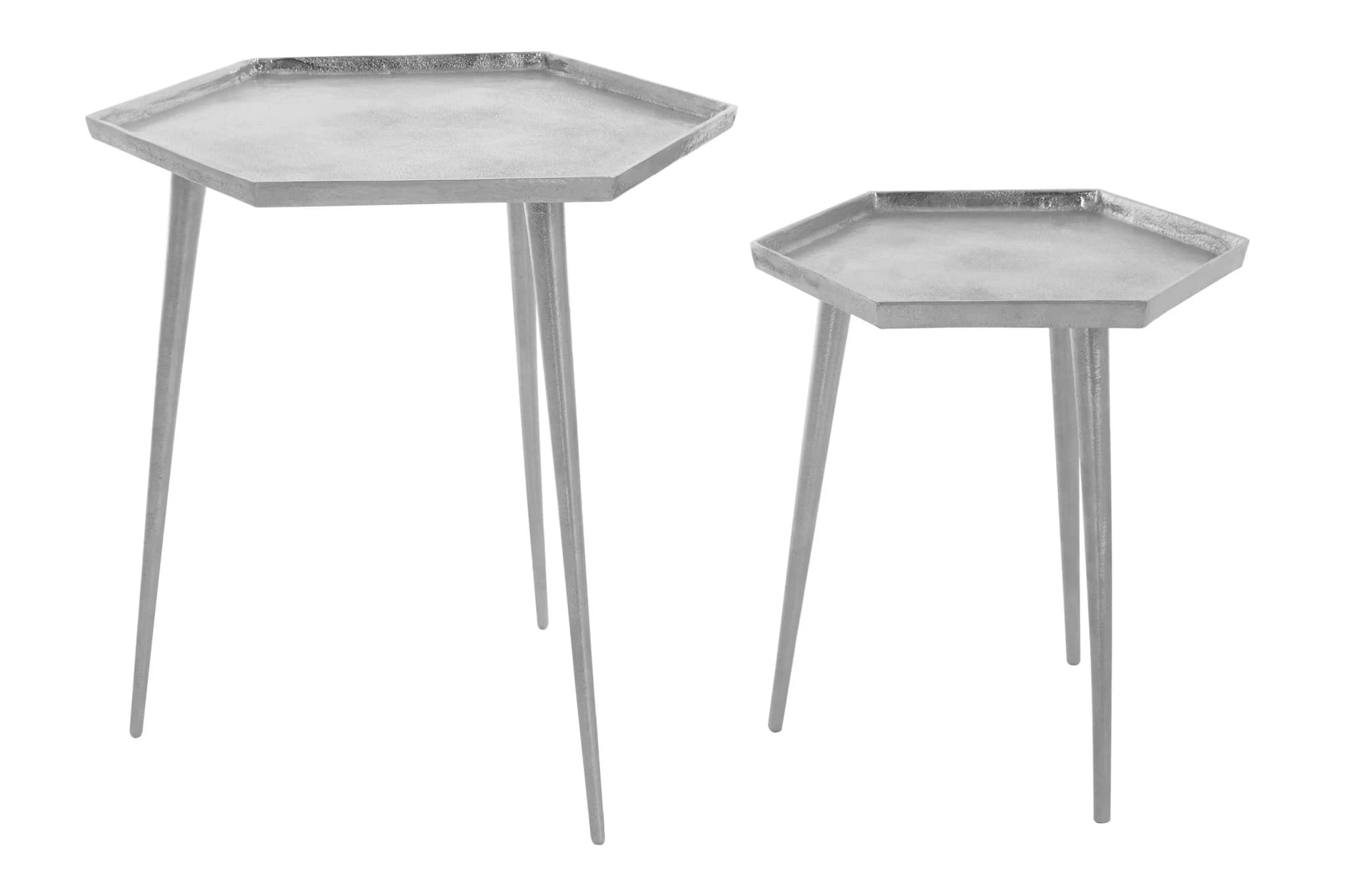 Halle Silver Set Of 2 Hexagonal Side Tables - Tables, photo 5 of 6