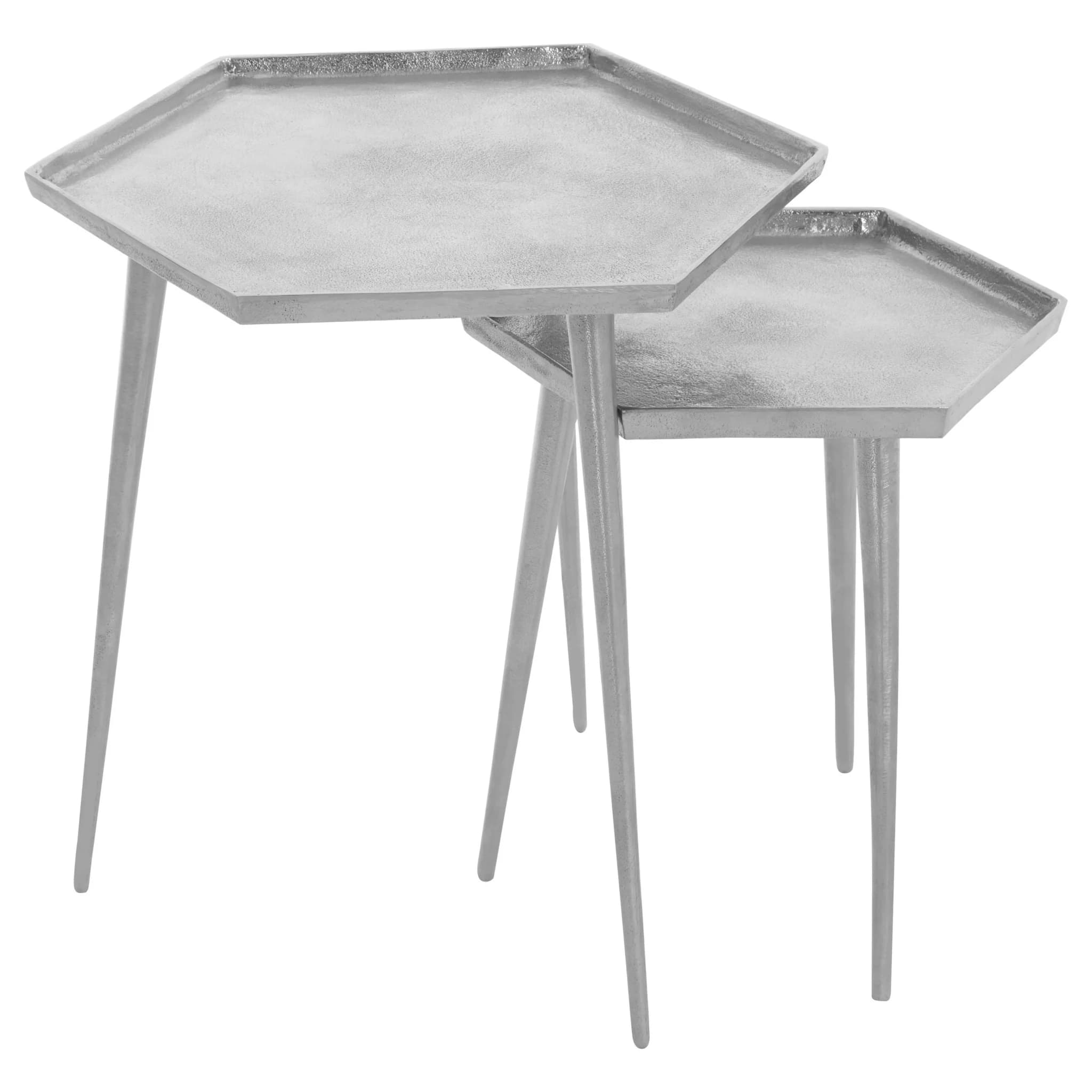 Halle Silver Set Of 2 Hexagonal Side Tables - Tables, photo 2 of 6