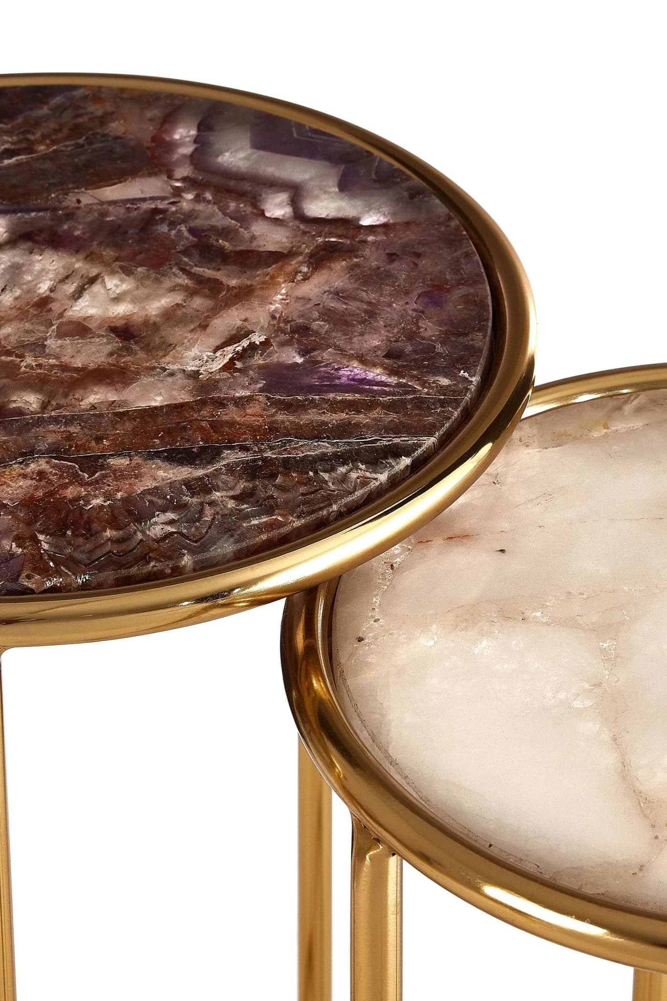 Vita Amethyst Top Set Of 2 Nesting Tall Round Side Tables - Tables, photo 5 of 5