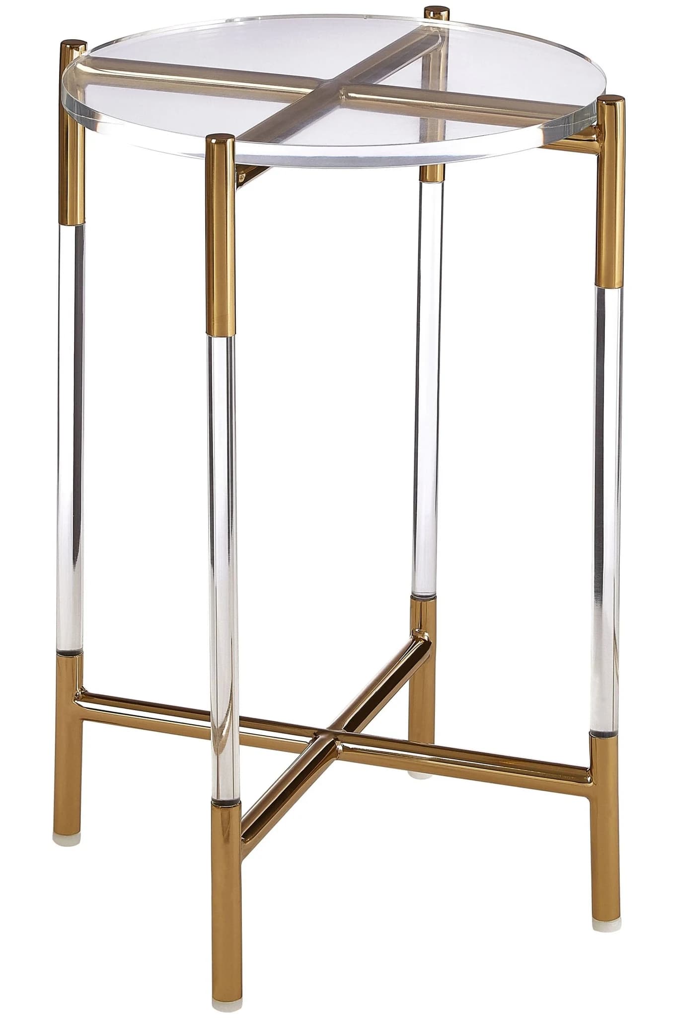 Miley Gold Finish and Acrylic Round Side Table - Tables, photo 8 of 8