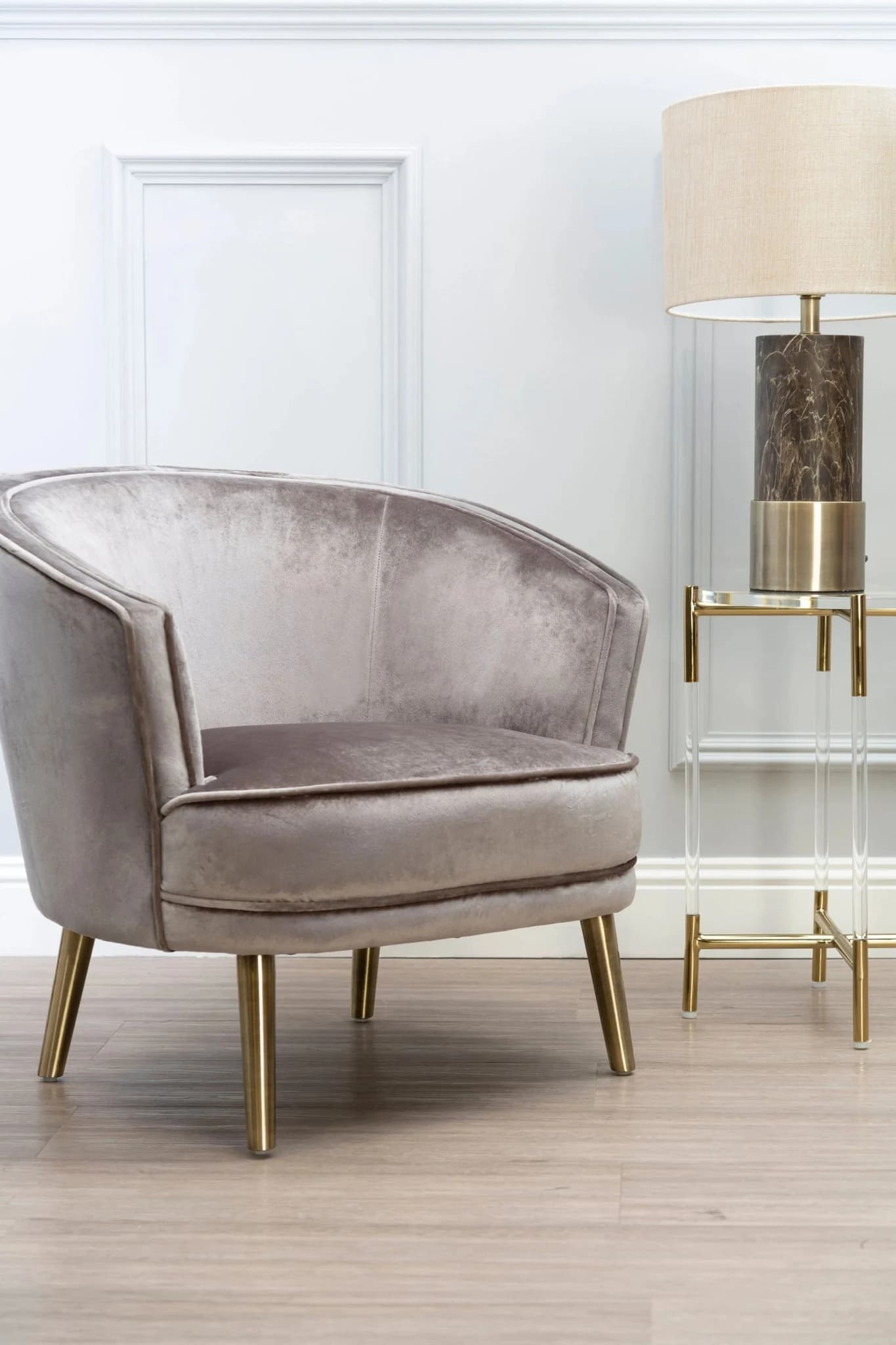 Miley Gold Finish and Acrylic Round Side Table - Tables, photo 7 of 8