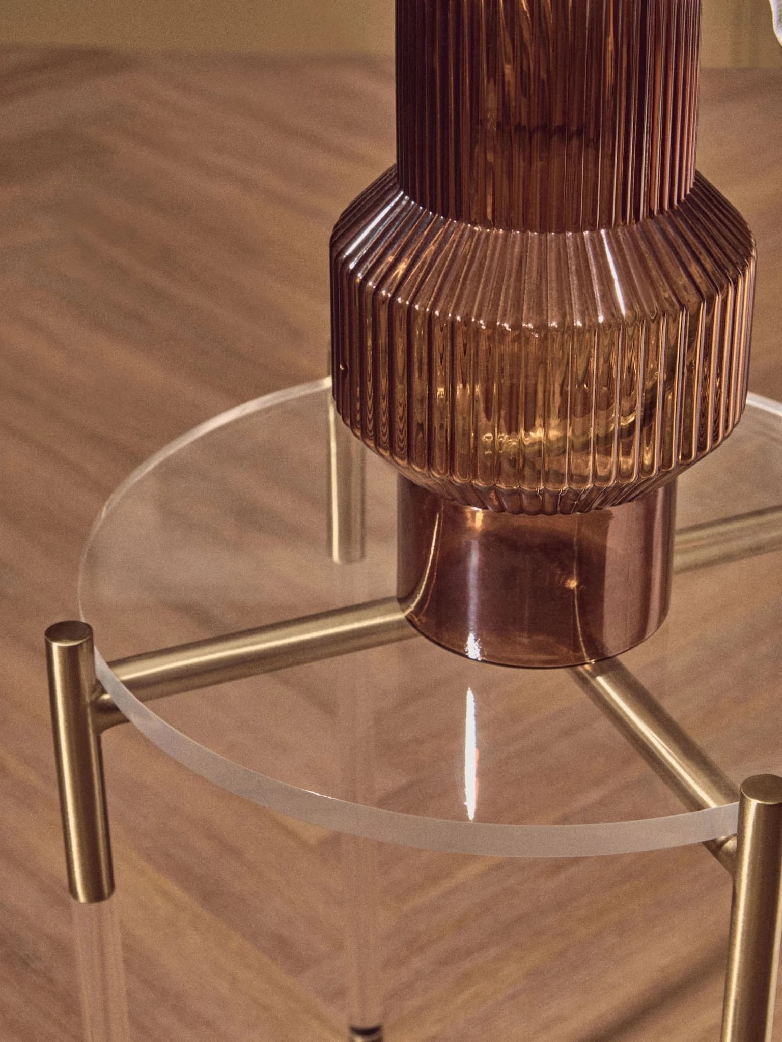 Miley Gold Finish and Acrylic Round Side Table - Tables, photo 2 of 8
