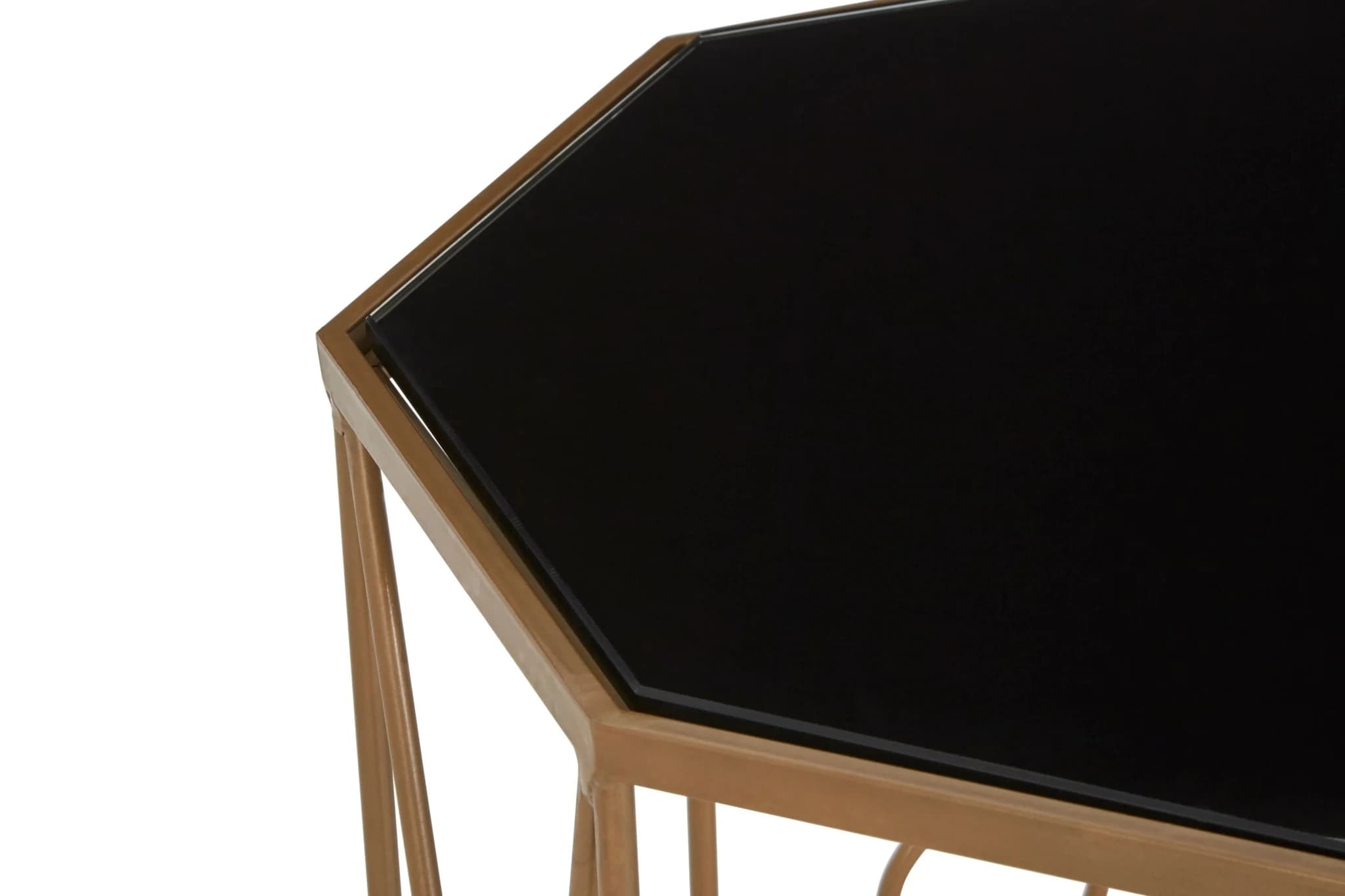 Trento Black Glass and Copper Finish Set Of 2 Side Tables - Tables, photo 5 of 5