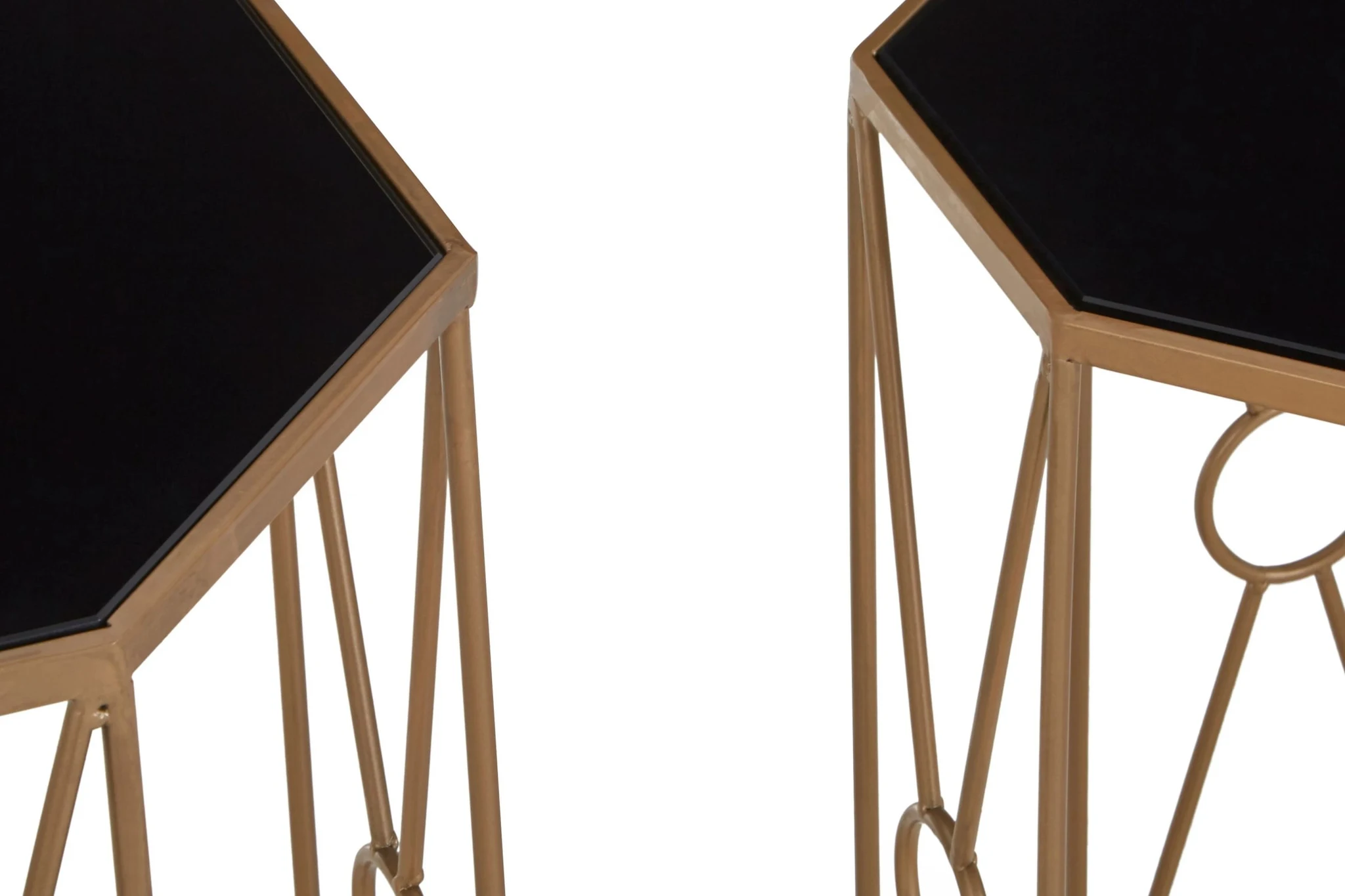 Trento Black Glass and Copper Finish Set Of 2 Side Tables - Tables, photo 3 of 5