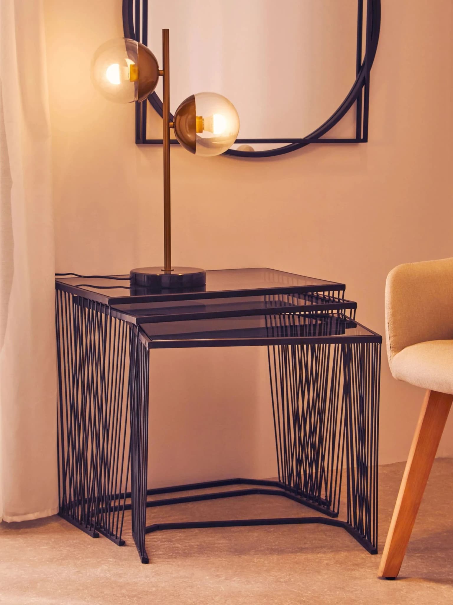 Trento Black Set Of 3 Nesting Side Tables - Tables, photo 3 of 8