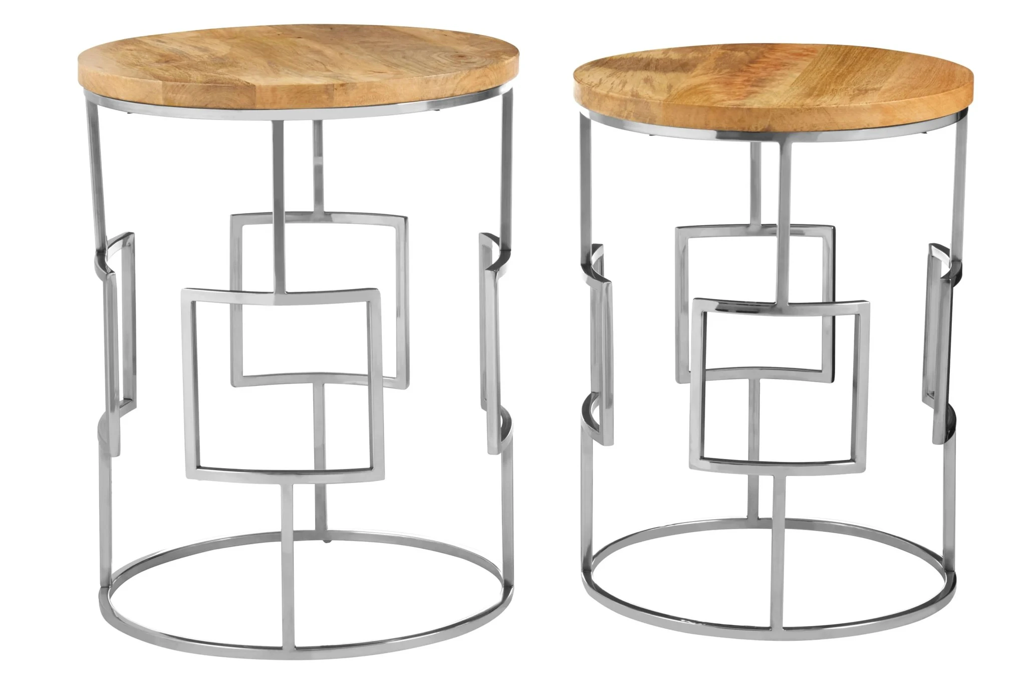 Agra Set Of 2 Mango Wood and Metal Base Nesting Tables - Tables, photo 4 of 6