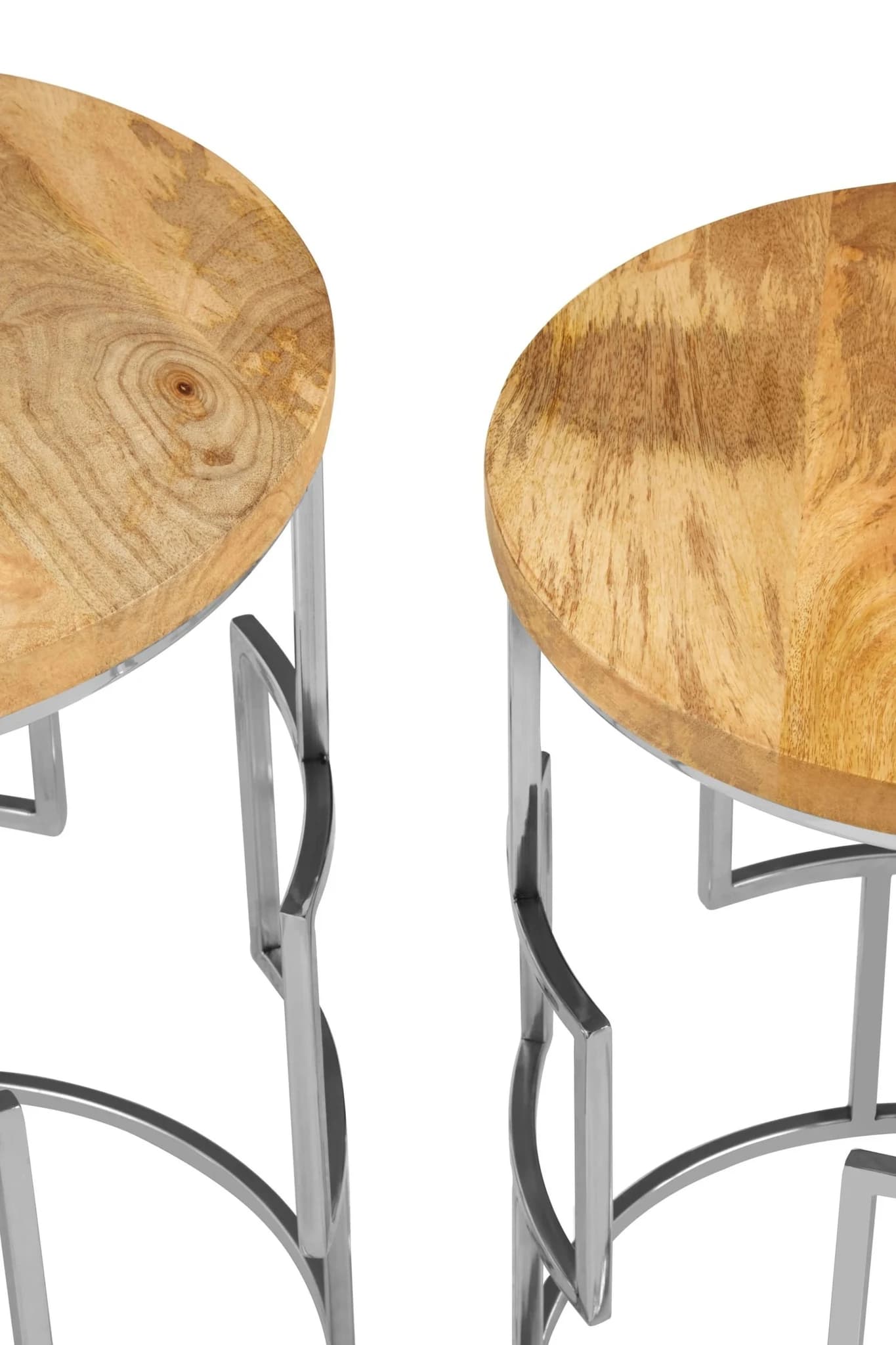 Agra Set Of 2 Mango Wood and Metal Base Nesting Tables - Tables, photo 6 of 6