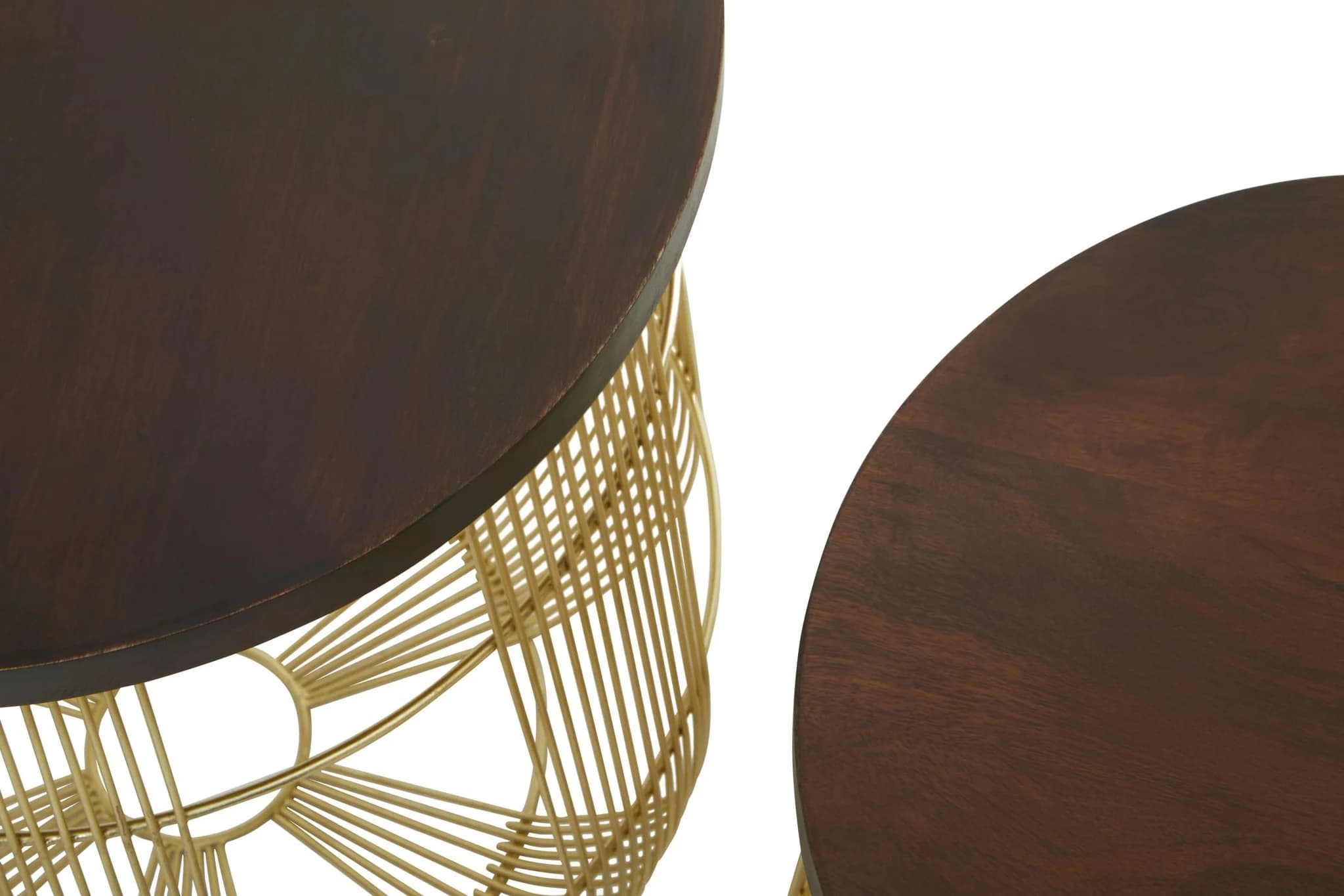 Agra Set Of 2 Side Tables in Mango Wood and Brass Finish - Tables, photo 5 of 5