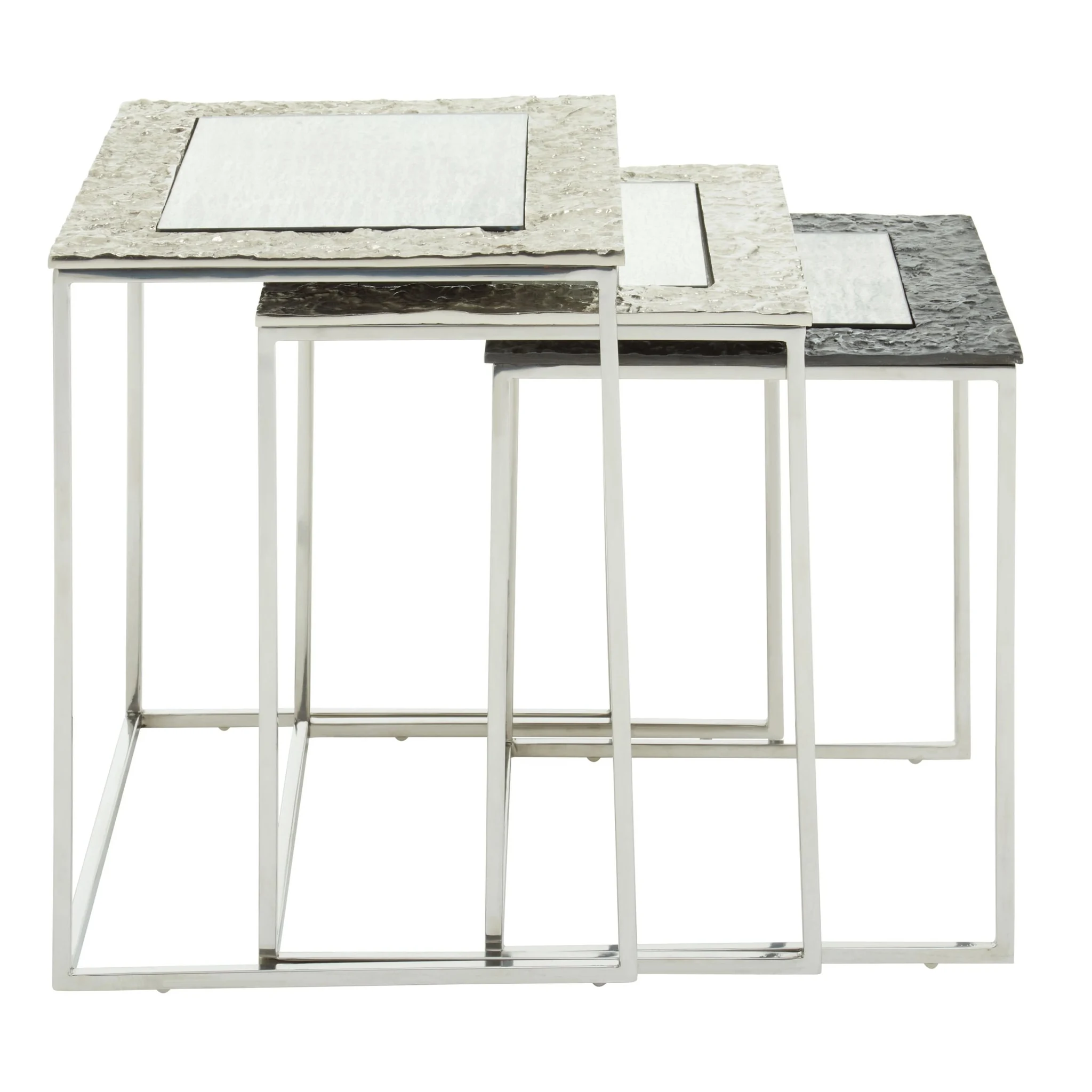 Akola Antique Finish Set Of 3 Rectangular Nesting Tables - Tables, photo 4 of 8