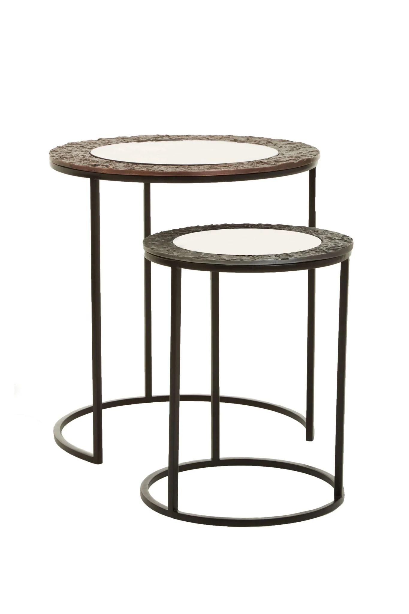 Akola Antique Finish Set Of 2 Round Nesting Tables - Tables, photo 5 of 8