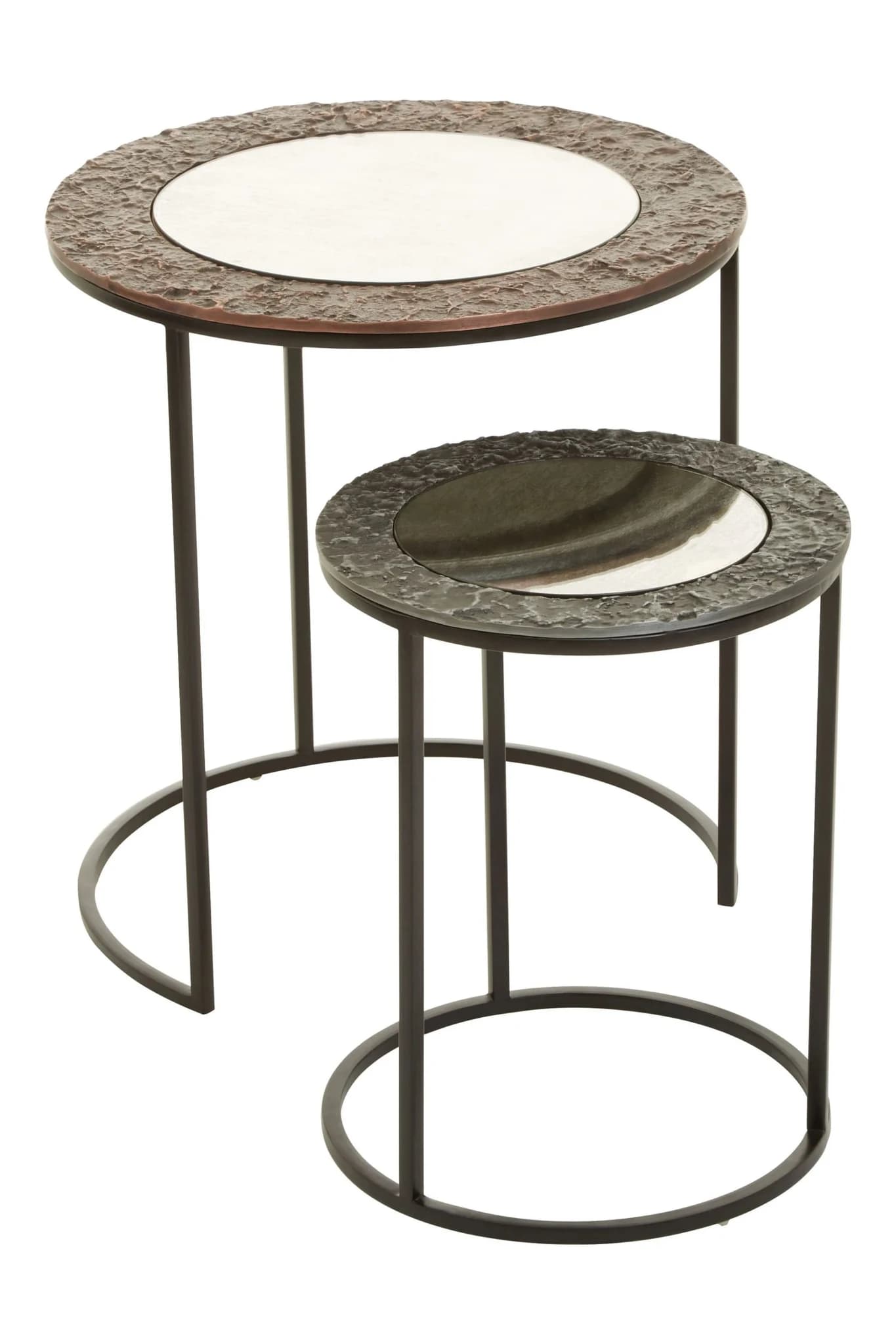 Akola Antique Finish Set Of 2 Round Nesting Tables - Tables, photo 2 of 8