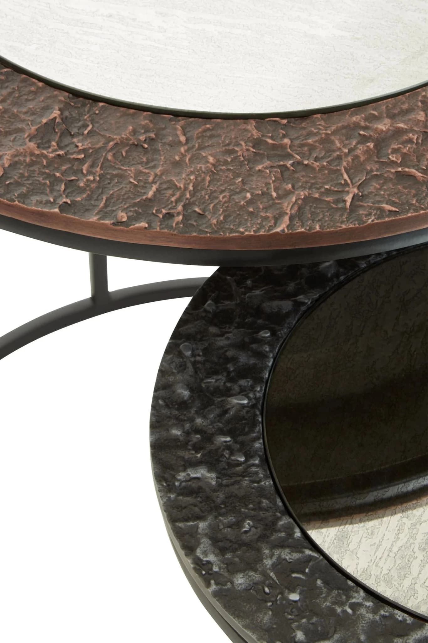 Akola Antique Finish Set Of 2 Round Nesting Tables - Tables, photo 8 of 8