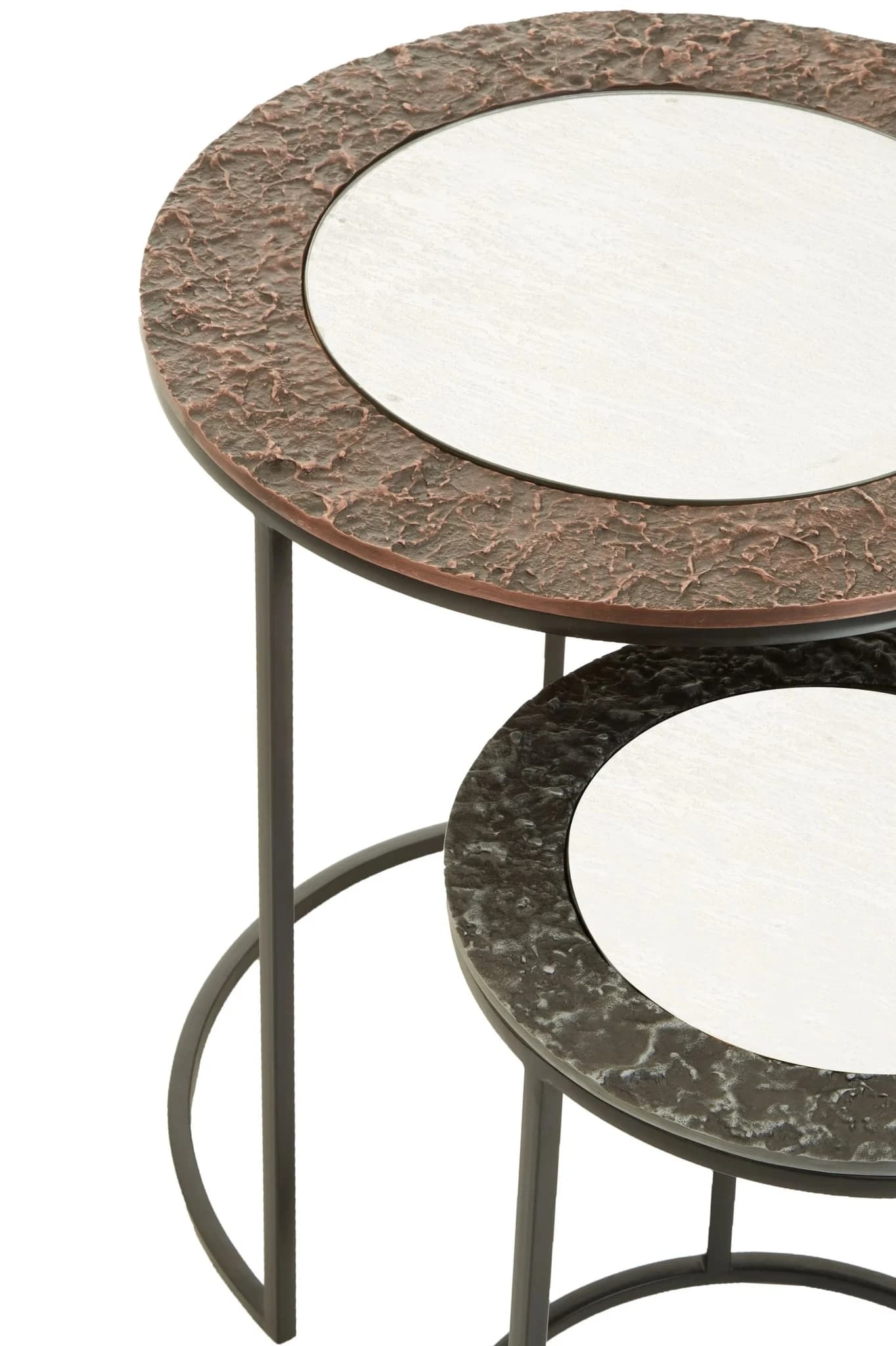Akola Antique Finish Set Of 2 Round Nesting Tables - Tables, photo 6 of 8